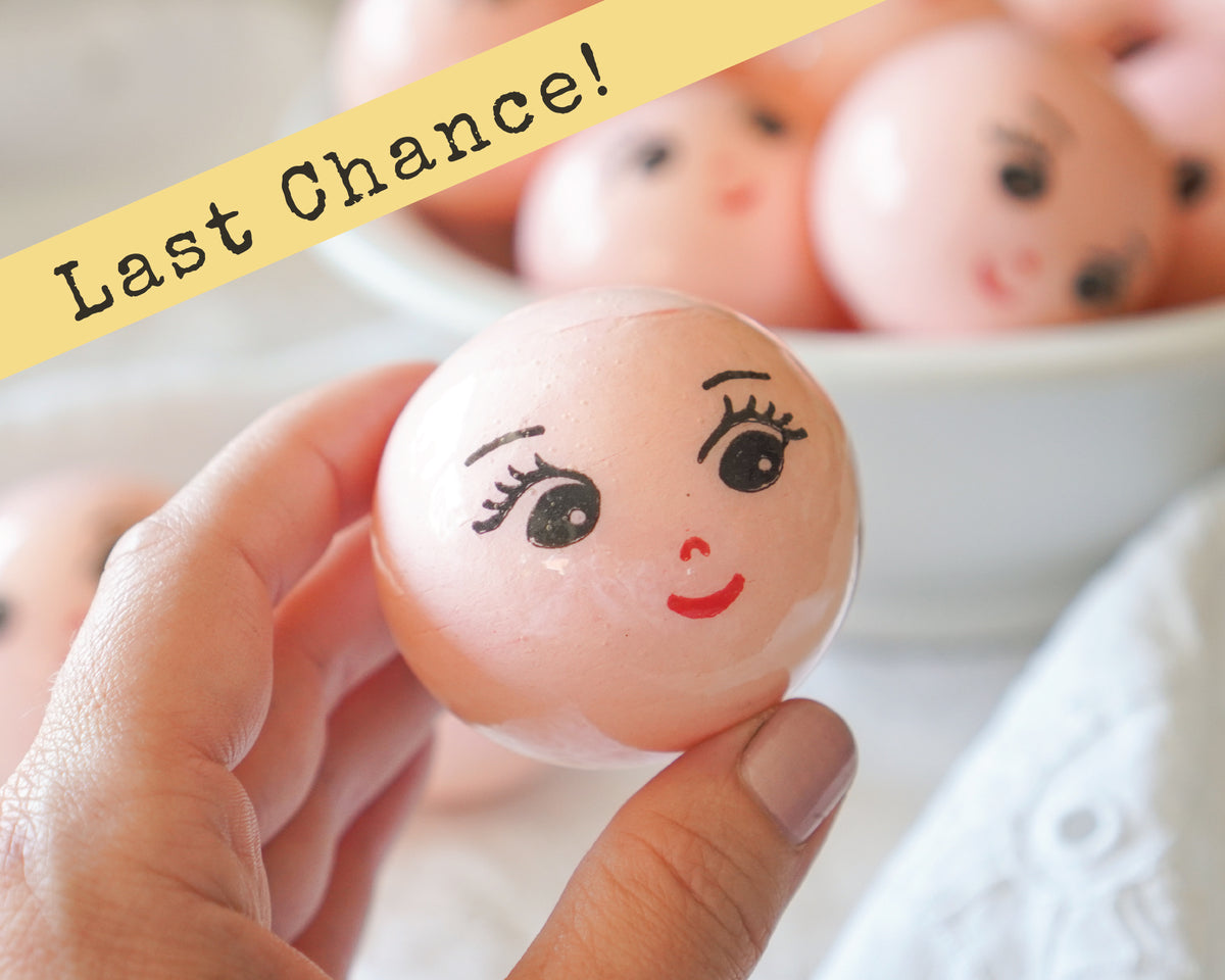 50mm Lacquered Doll Heads: CHARM, Pink, 6 Pcs.