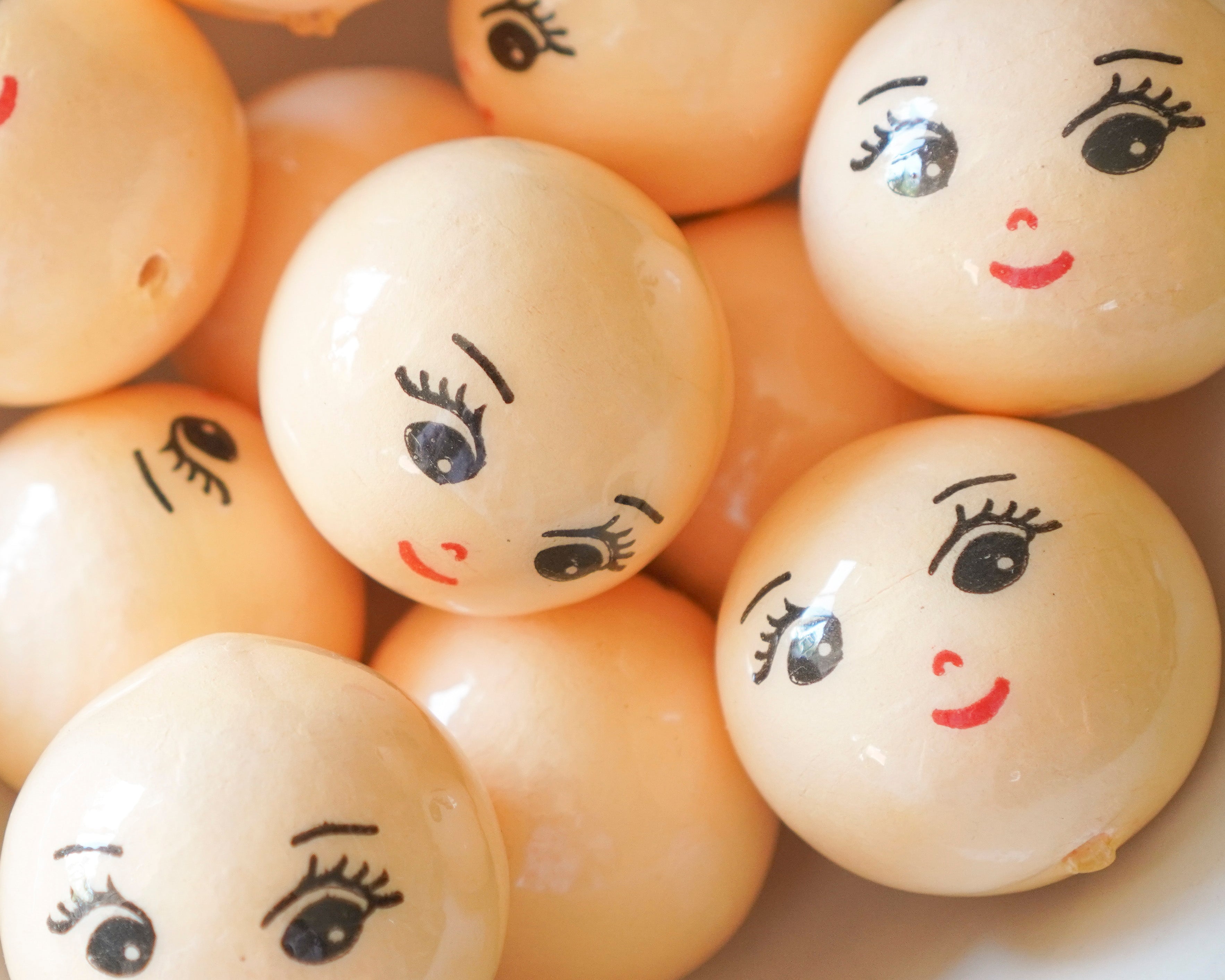 50mm Lacquered Doll Heads: CHARM, Pale Yellow, 6 Pcs.