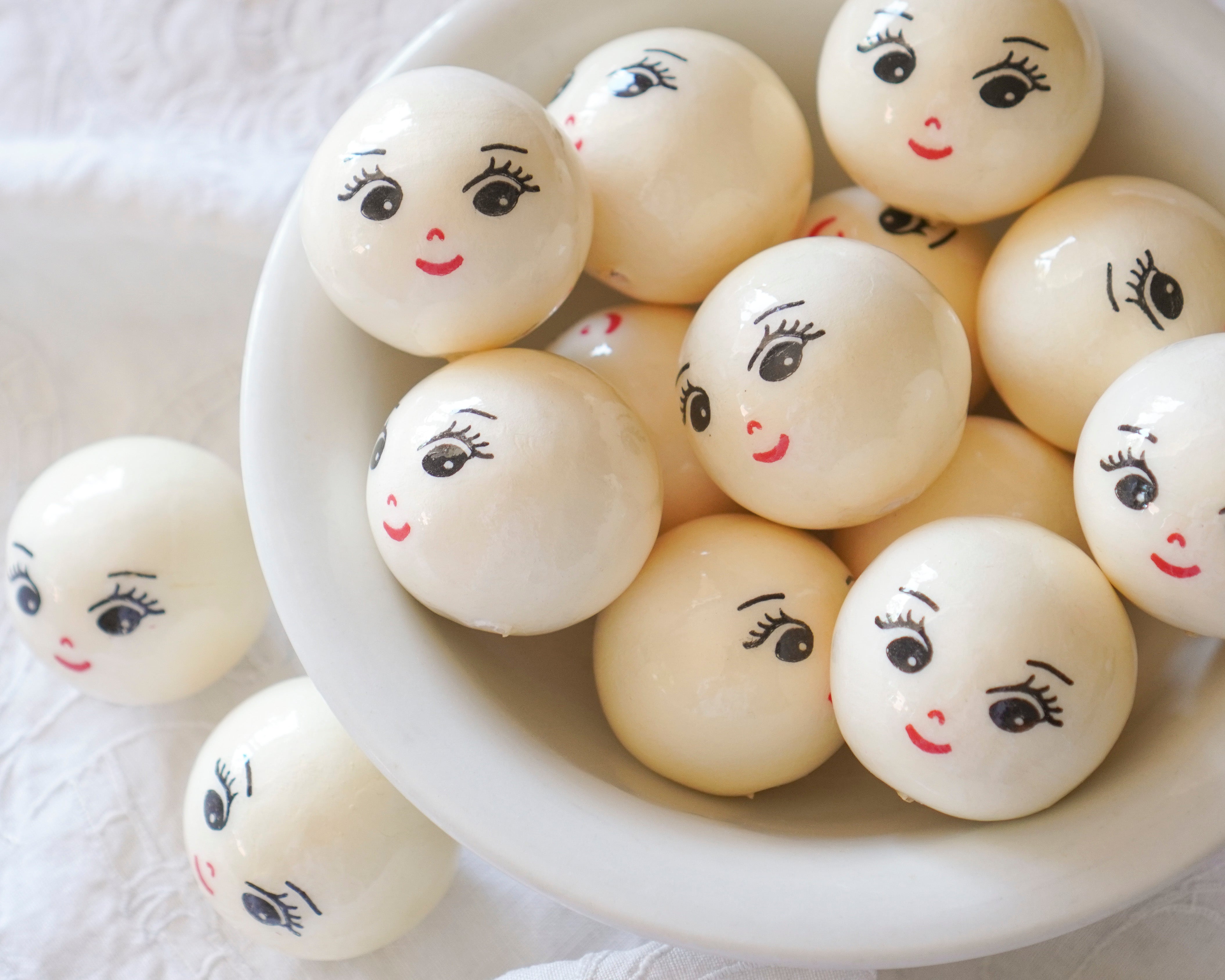 50mm Lacquered Doll Heads: CHARM, Cream, 6 Pcs.