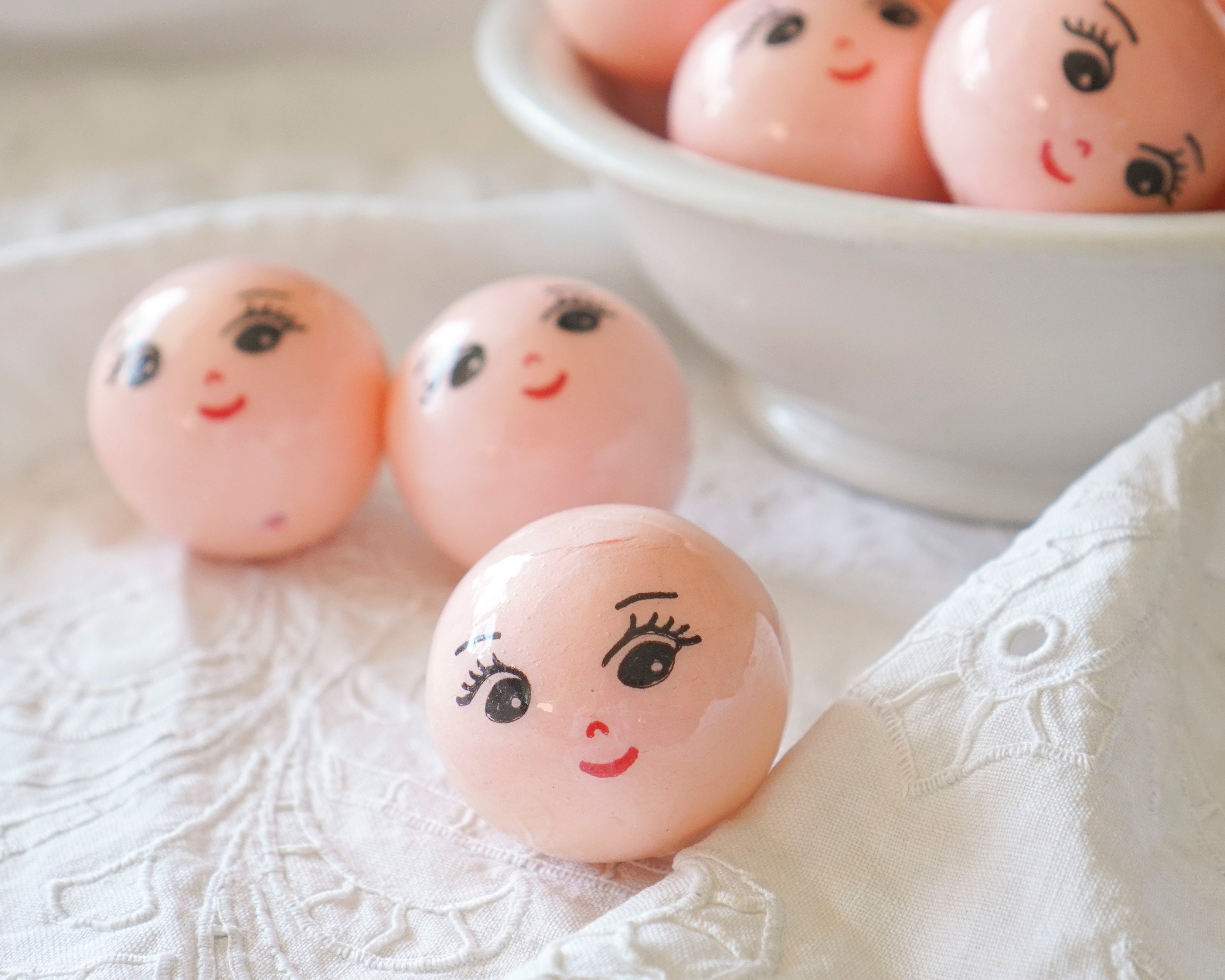 50mm Lacquered Doll Heads: CHARM, Pink, 6 Pcs.