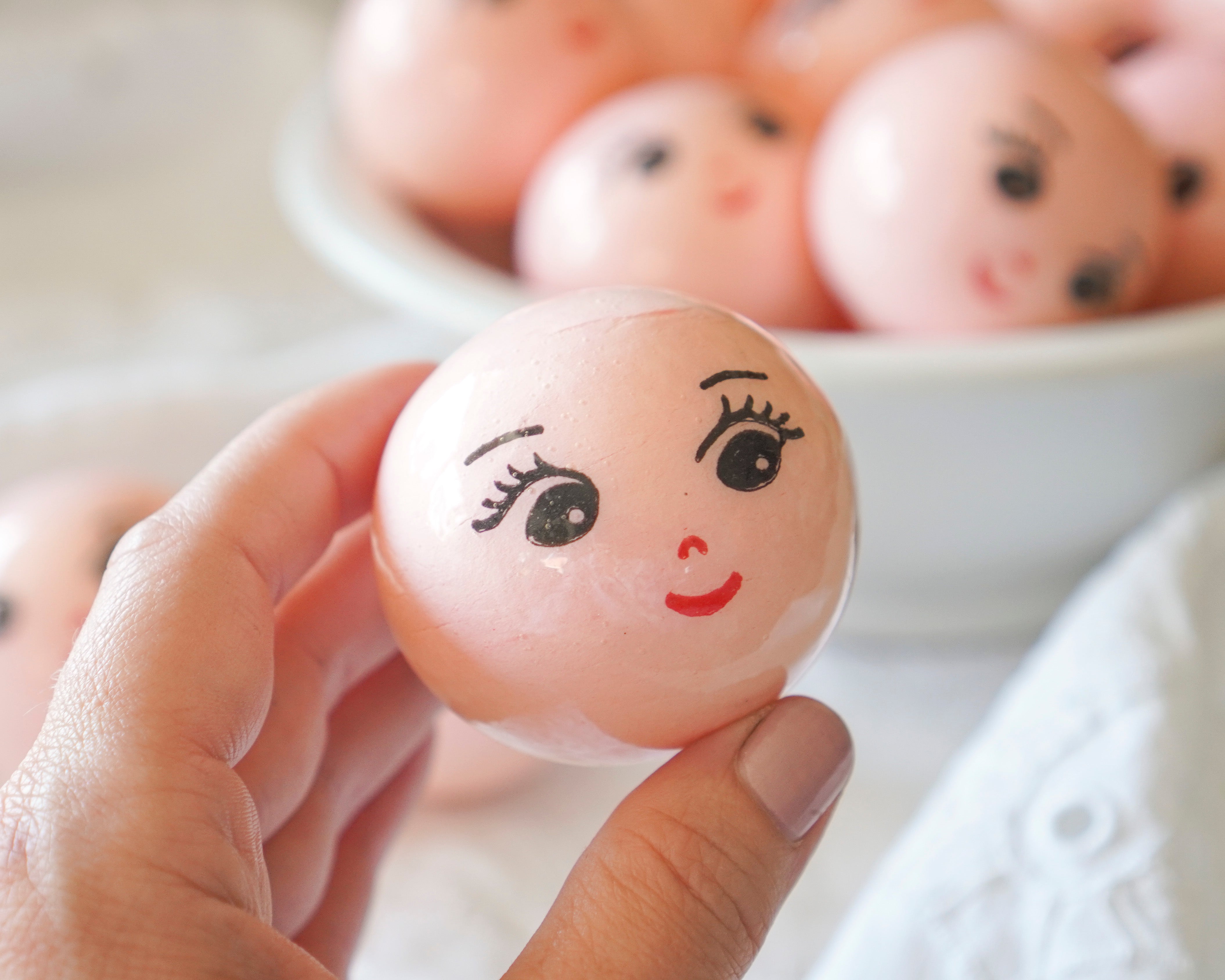 50mm Lacquered Doll Heads: CHARM, Pink, 6 Pcs.