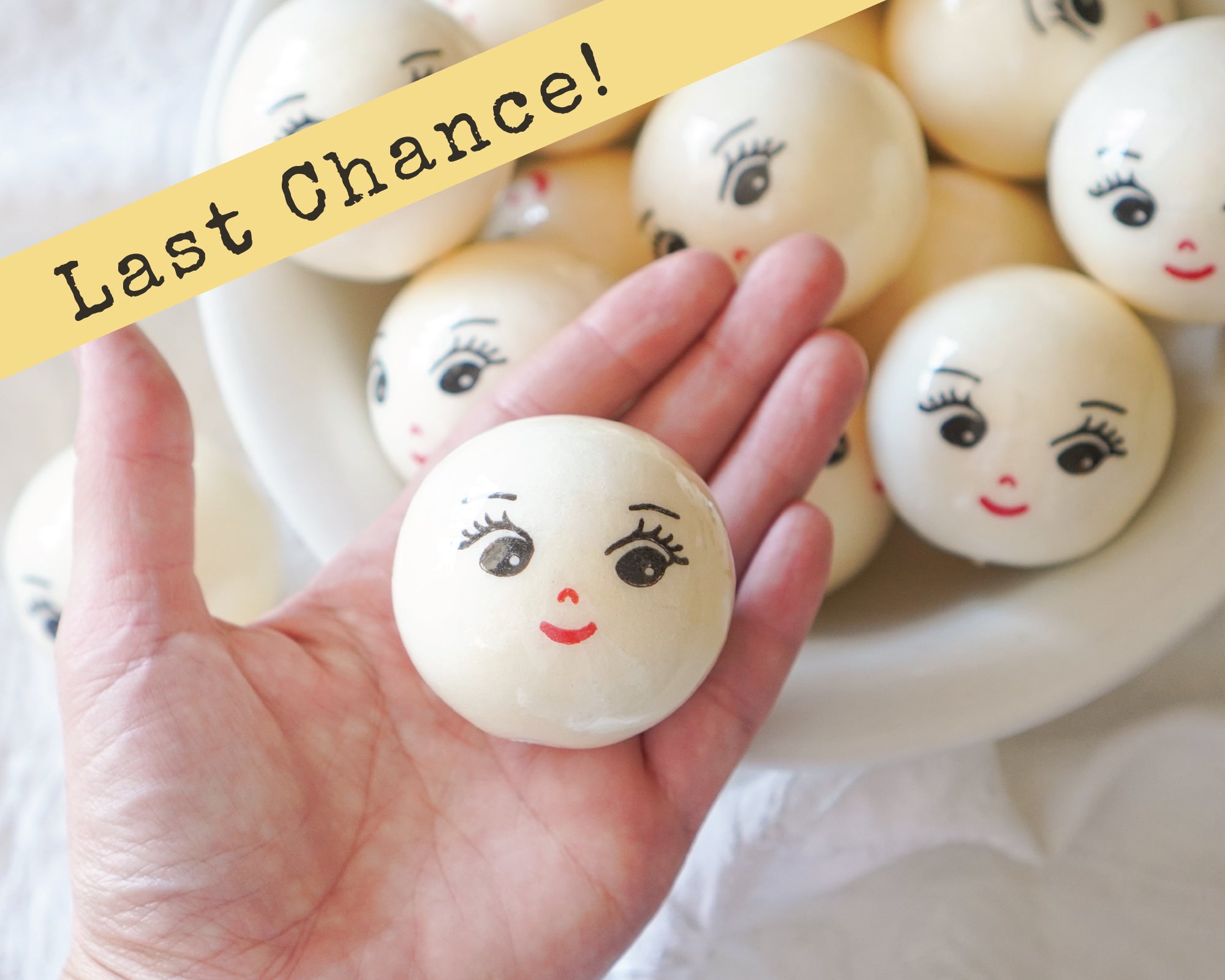50mm Lacquered Doll Heads: CHARM, Cream, 6 Pcs.