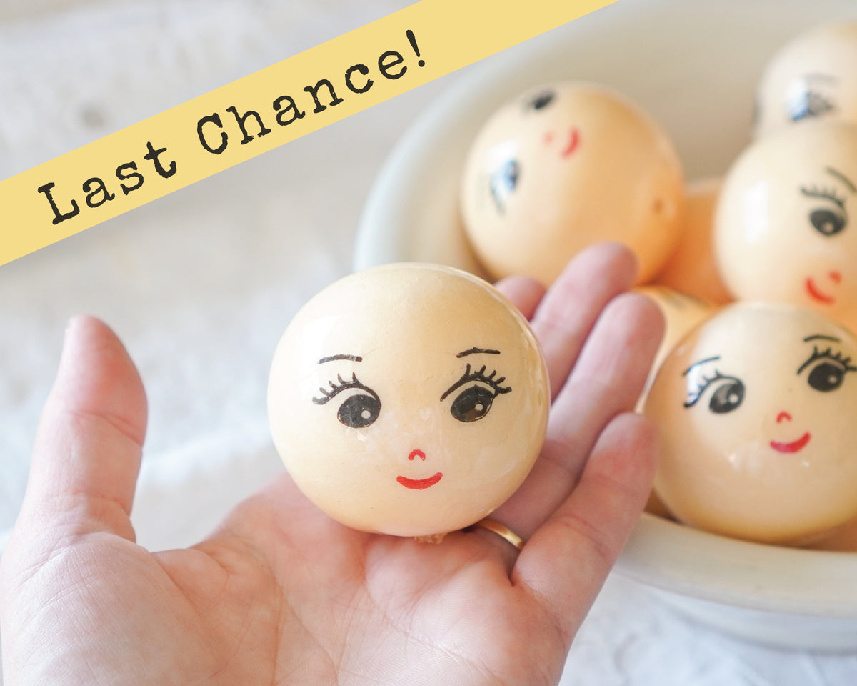 50mm Lacquered Doll Heads: CHARM, Pale Yellow, 6 Pcs.
