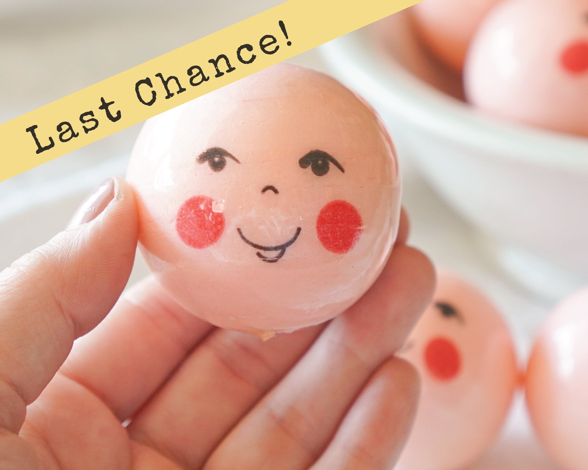50mm Lacquered Doll Heads: FOLK DOLL, Pink, 6 Pcs.