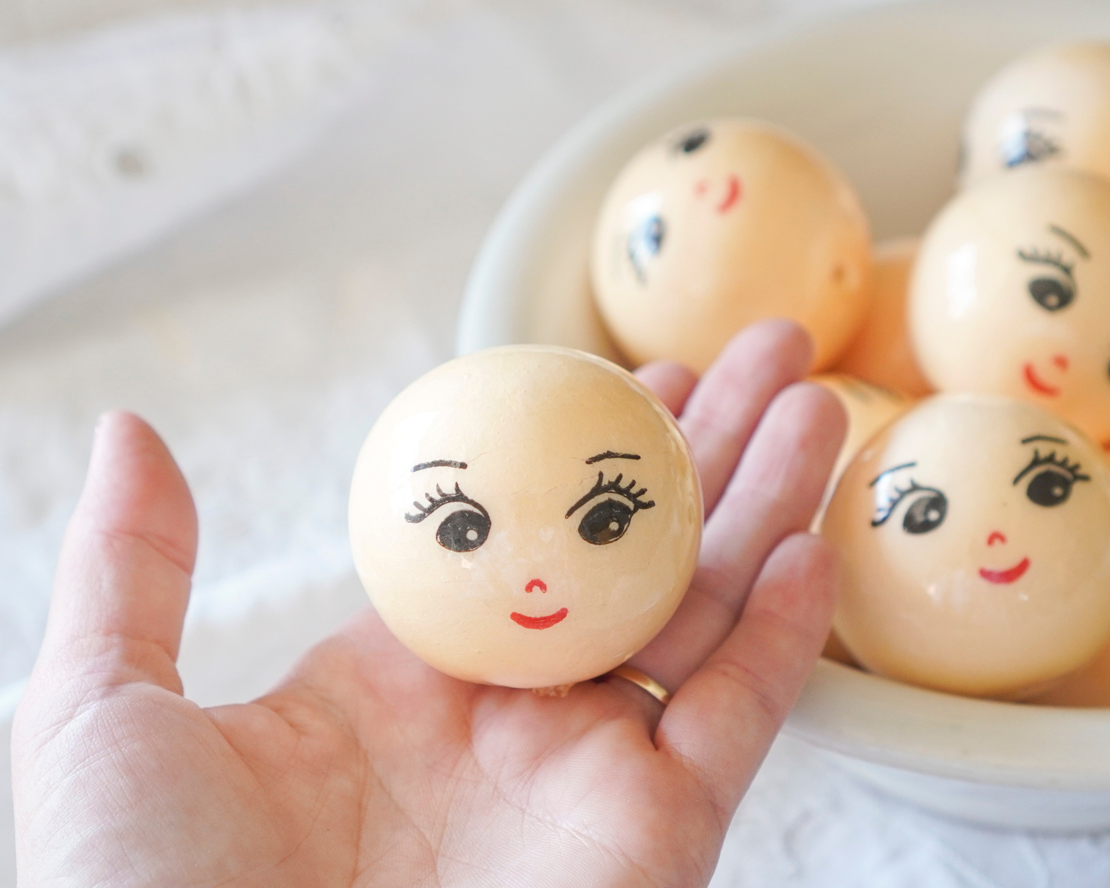 50mm Lacquered Doll Heads: CHARM, Pale Yellow, 6 Pcs.