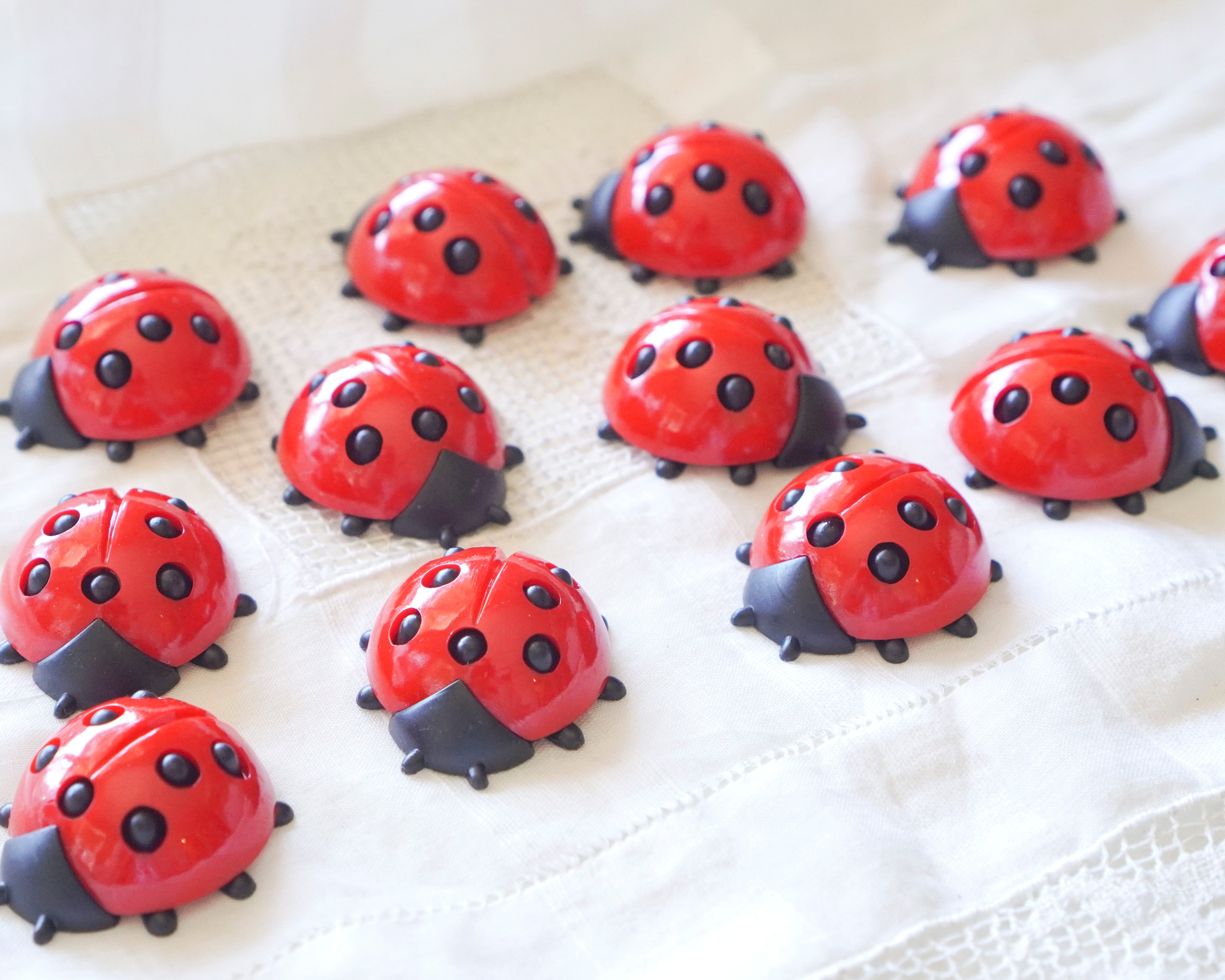 Large German Plastic Ladybugs for Crafts, 12 Pcs.