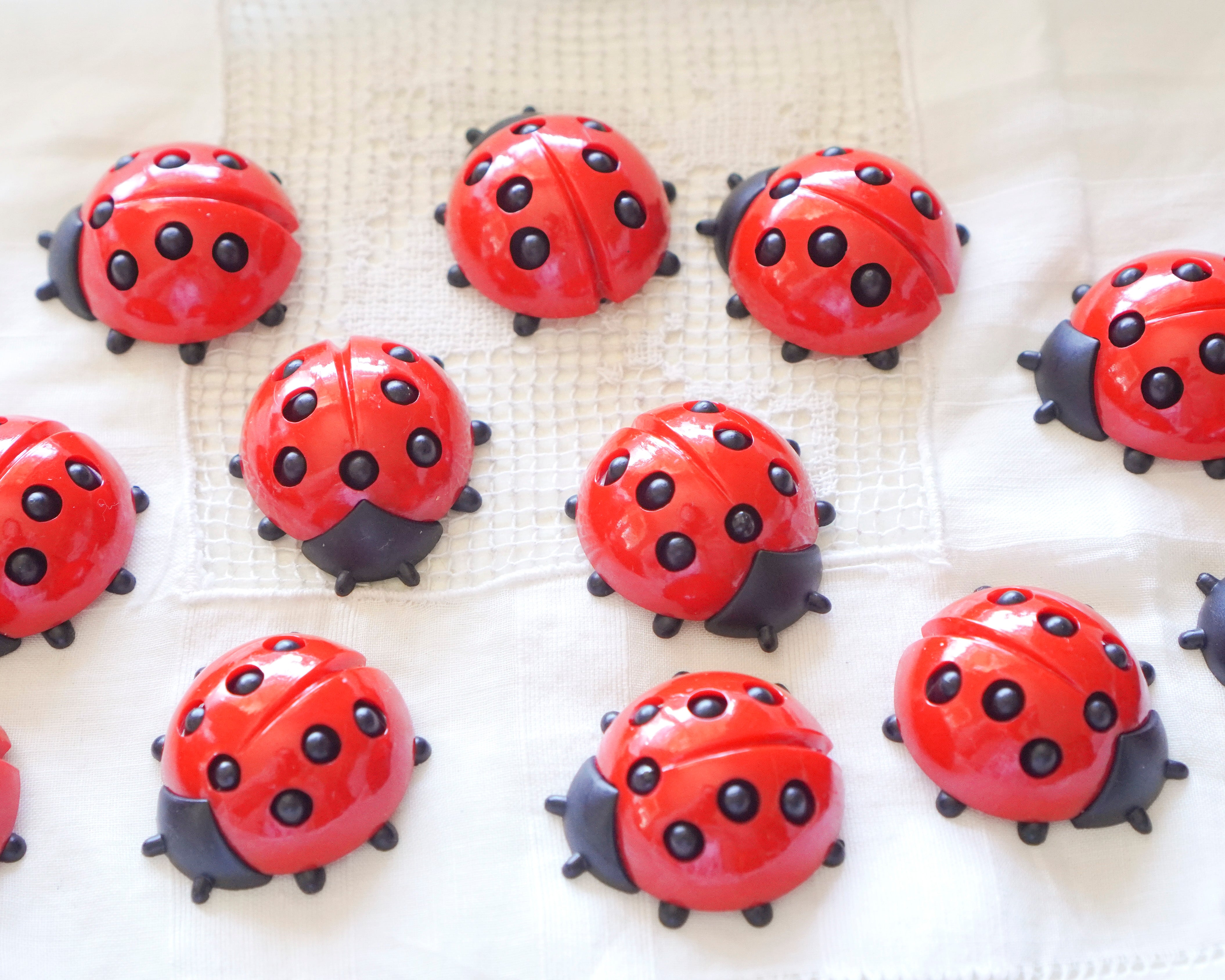 Large German Plastic Ladybugs for Crafts, 12 Pcs.