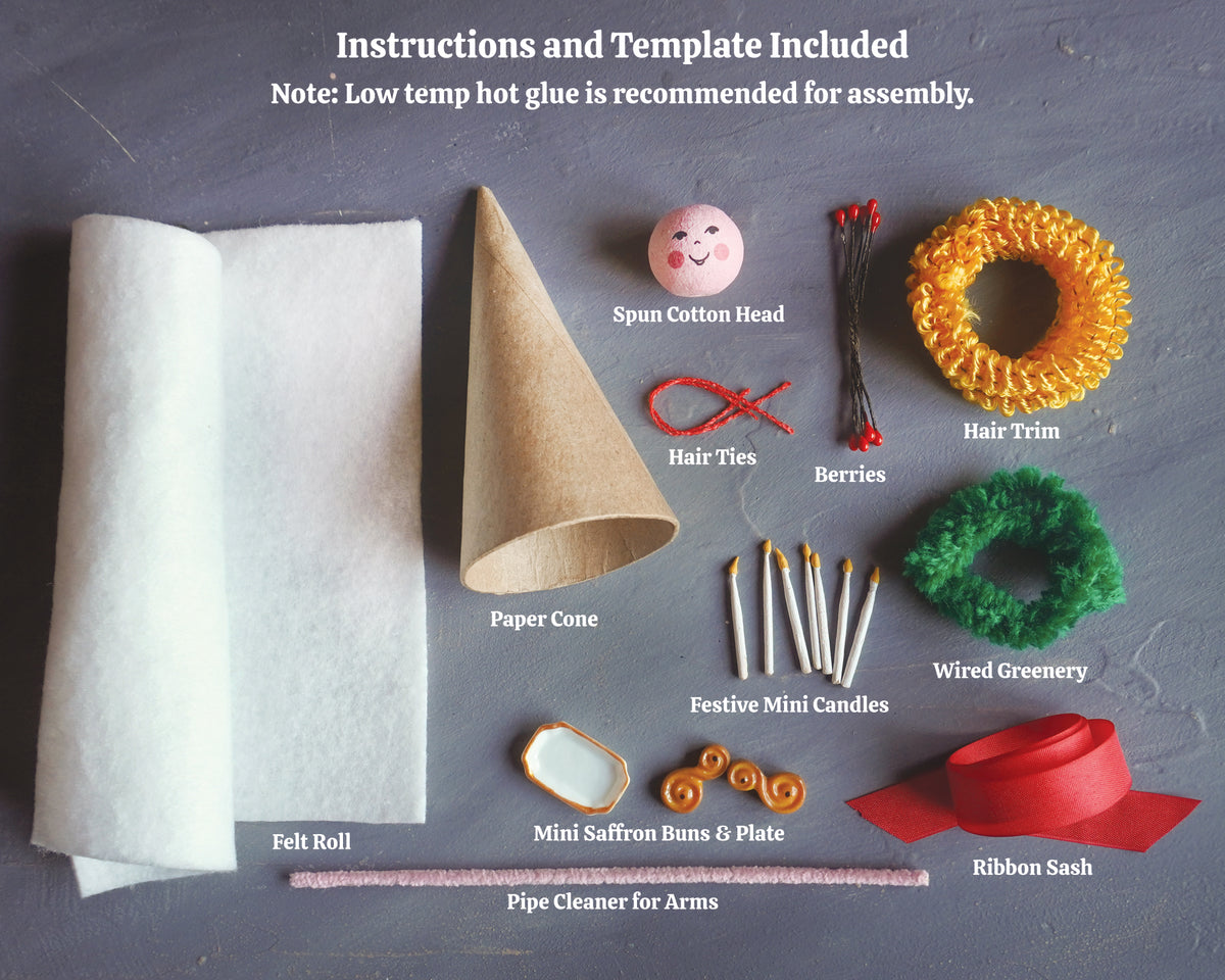 Swedish Lucia Craft Kit - DIY Mini Felt Christmas Doll