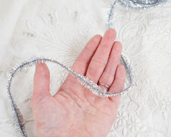 Silver Bump Chenille - Skinny Wired Metallic Bumpy Tinsel Trim, 3 Yds.