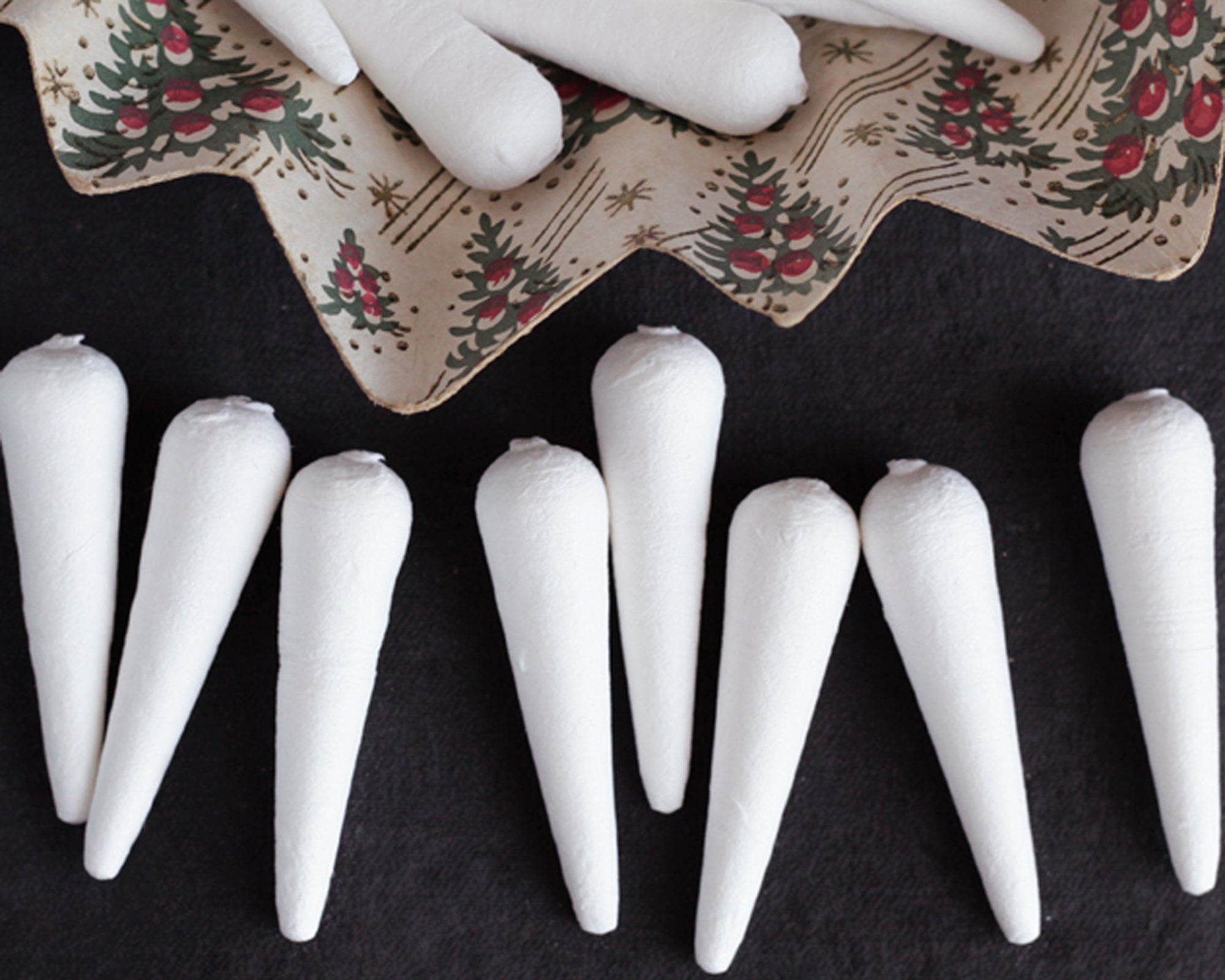 Mini Spun Cotton Icicles - Vintage-Style Icicle Ornament Shapes, 12 Pcs.