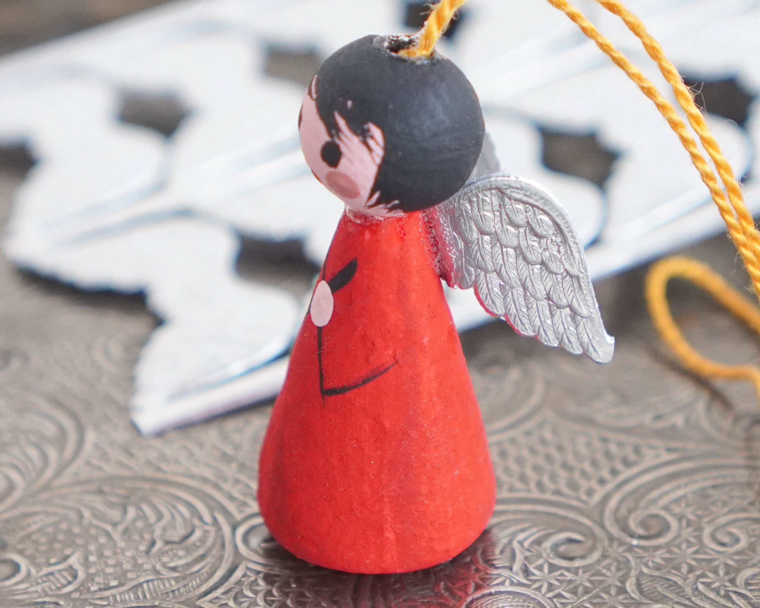 Mini Angel Wings - Tiny Embossed Silver Foil Die Cut Dresden Paper Wings, 12 Pcs.