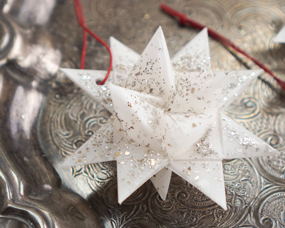Waxed Moravian Stars, 4-Piece Christmas Ornament Set