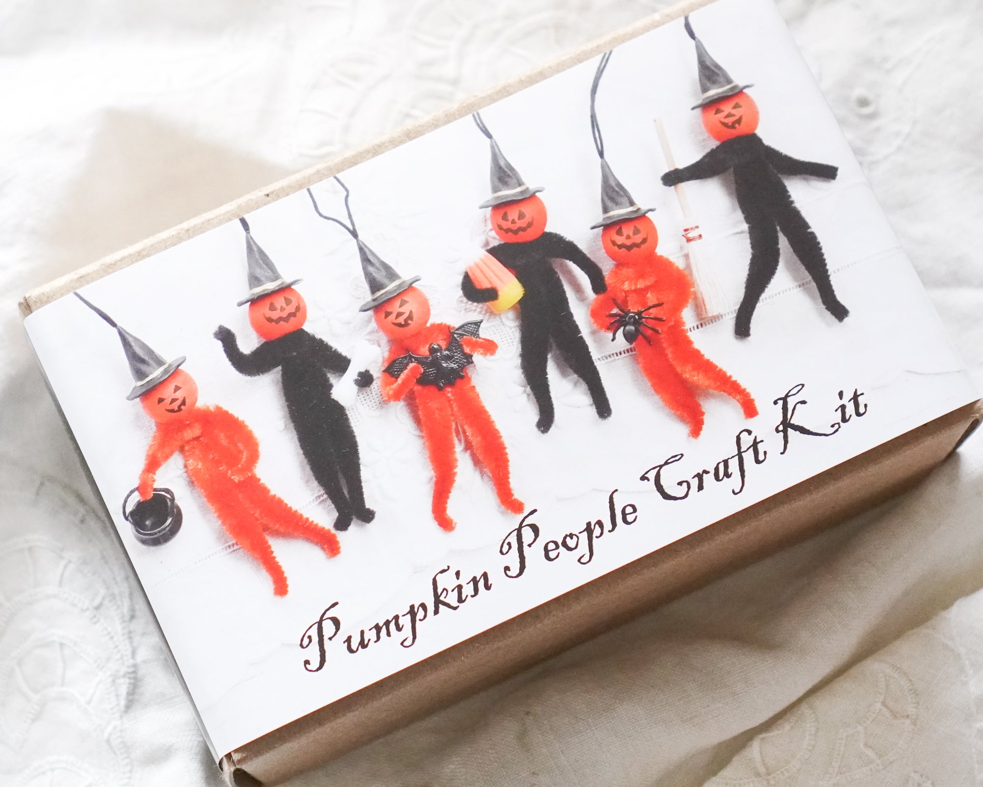 Pumpkin People Craft Kit, Vintage Style Spun Cotton and Bump Chenille Halloween Supply Pack