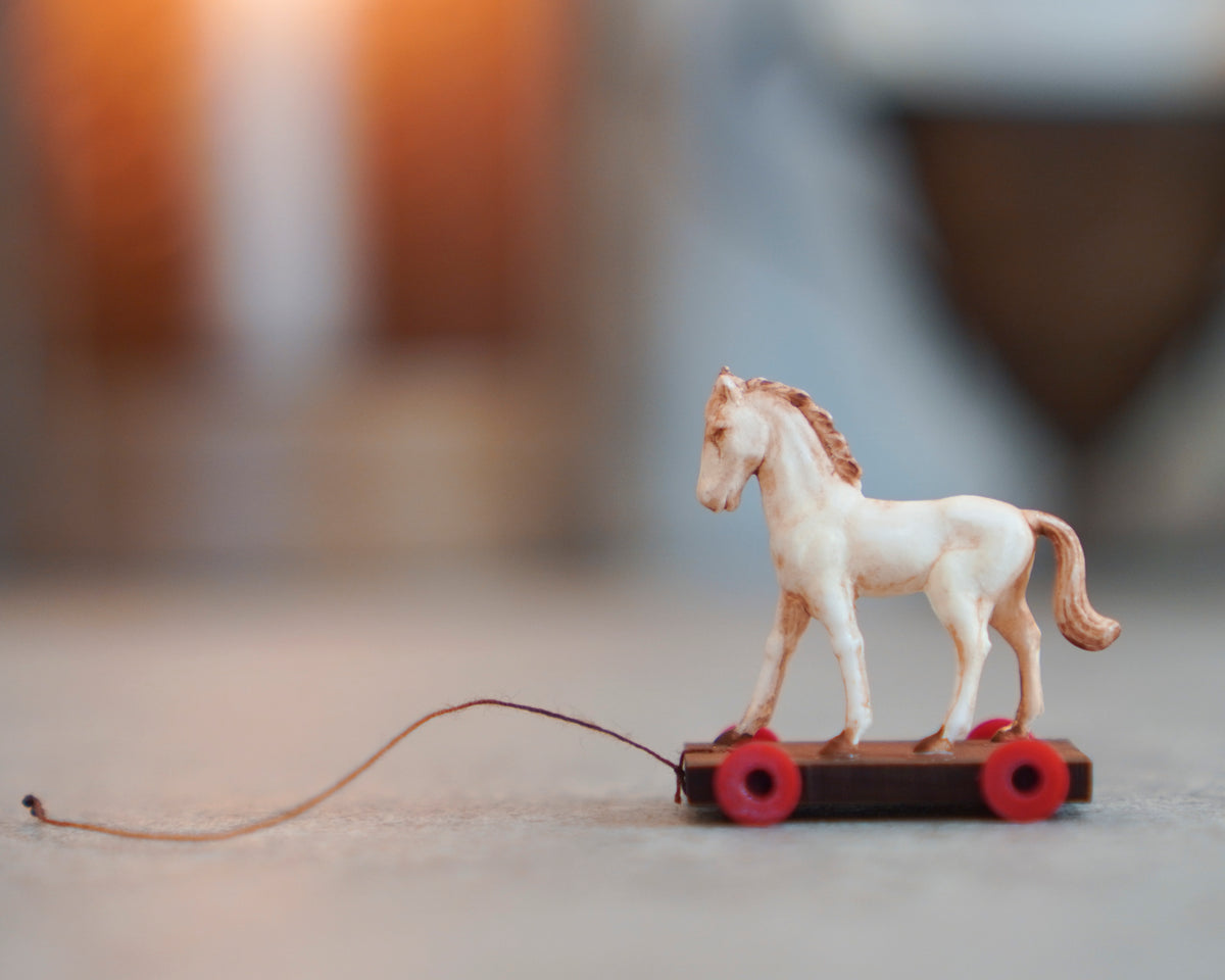 Miniature Pull Toy Kit - Tiny Antique Platform Horse Supply Pack, Makes Two