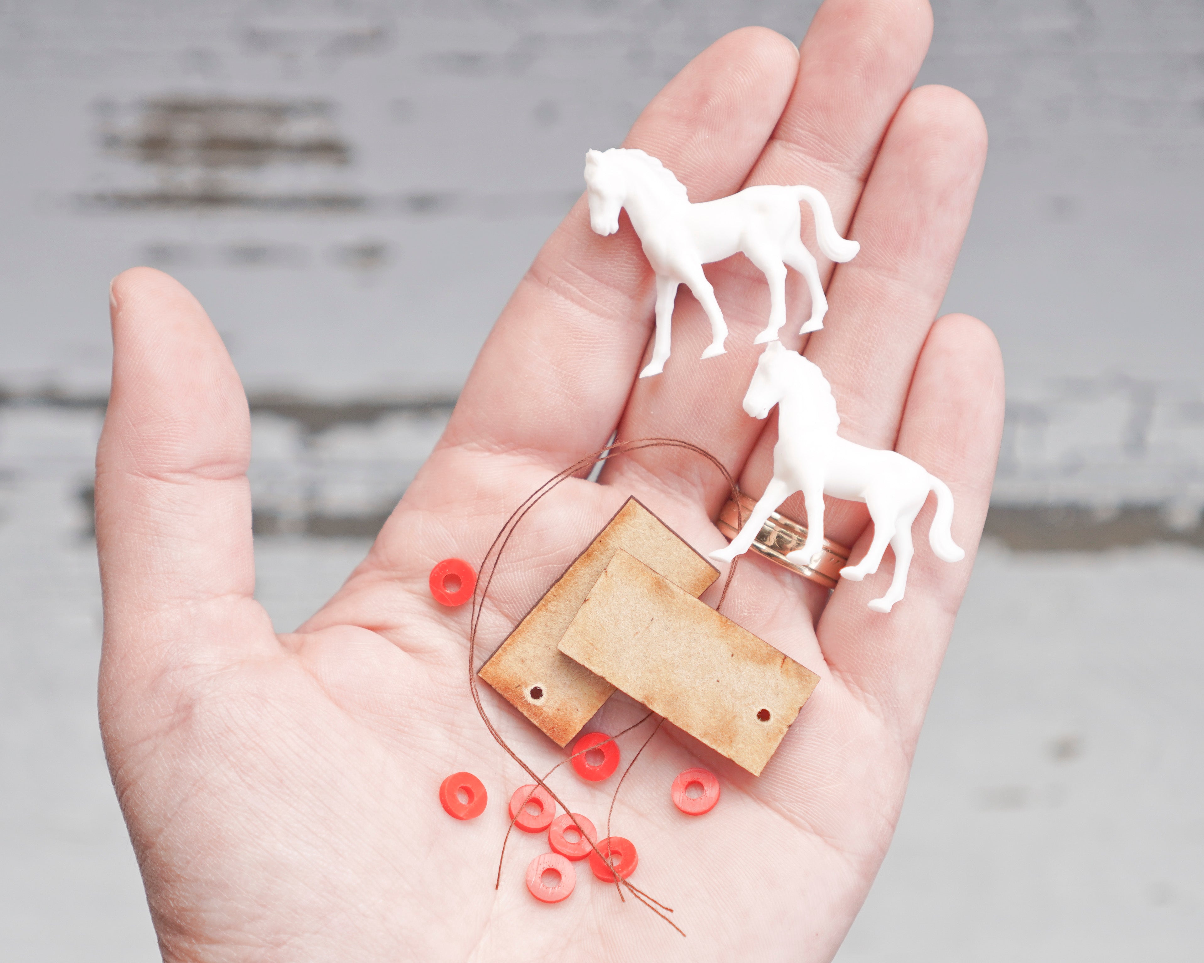 Miniature Pull Toy Kit - Tiny Antique Platform Horse Supply Pack, Makes Two