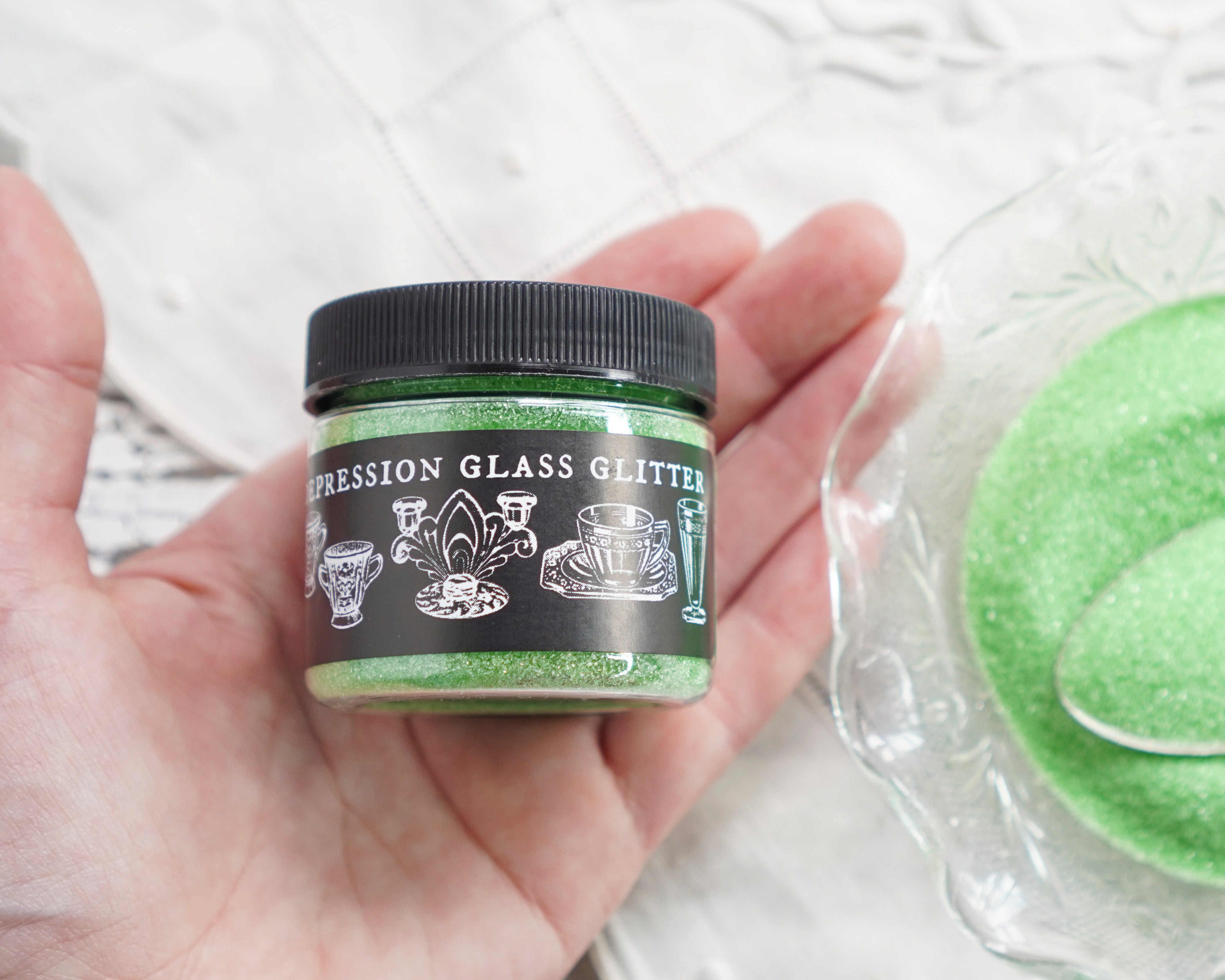 Depression Glass Glitter 2 Oz., Lime Green