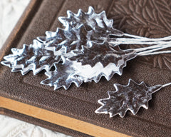 Mini Silver Holly Leaves, 10 Pcs.