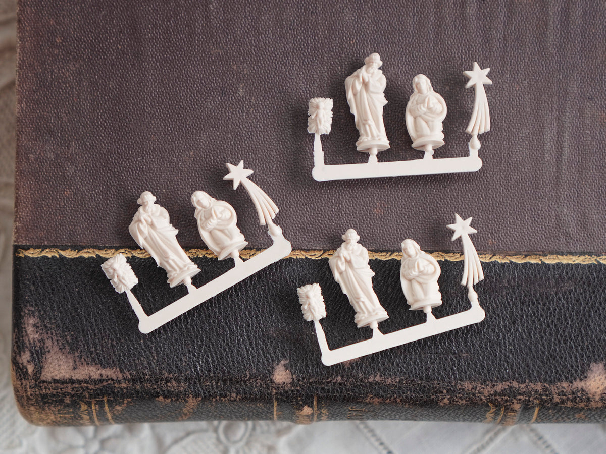 Miniature German Nativity Figures - Tiny Plastic Craft Figurines, Size A, 3 Sets