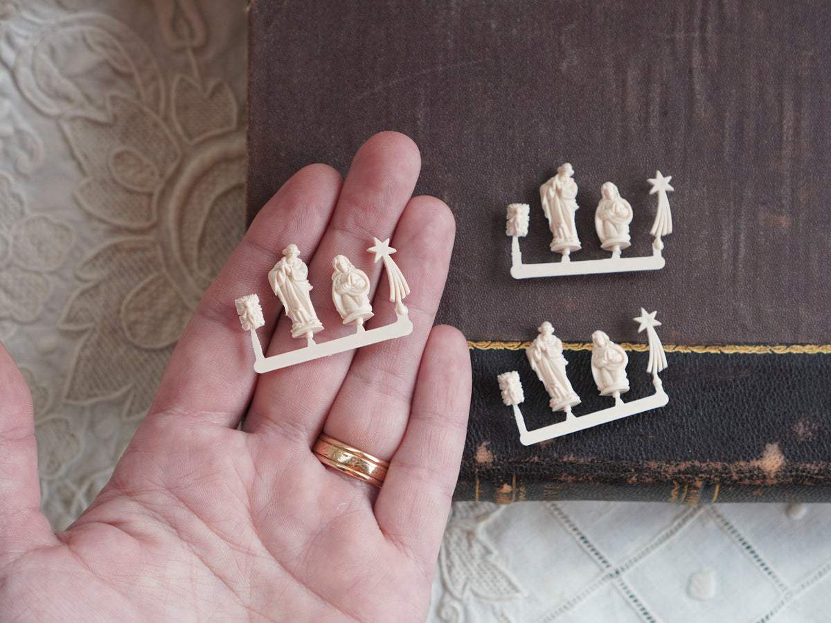 Miniature German Nativity Figures - Tiny Plastic Craft Figurines, Size A, 3 Sets