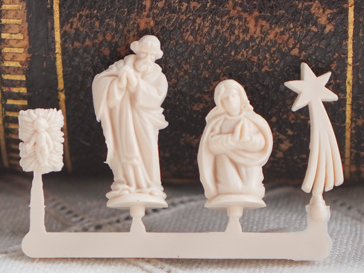 Miniature German Nativity Figures - Tiny Plastic Craft Figurines, Size A, 3 Sets