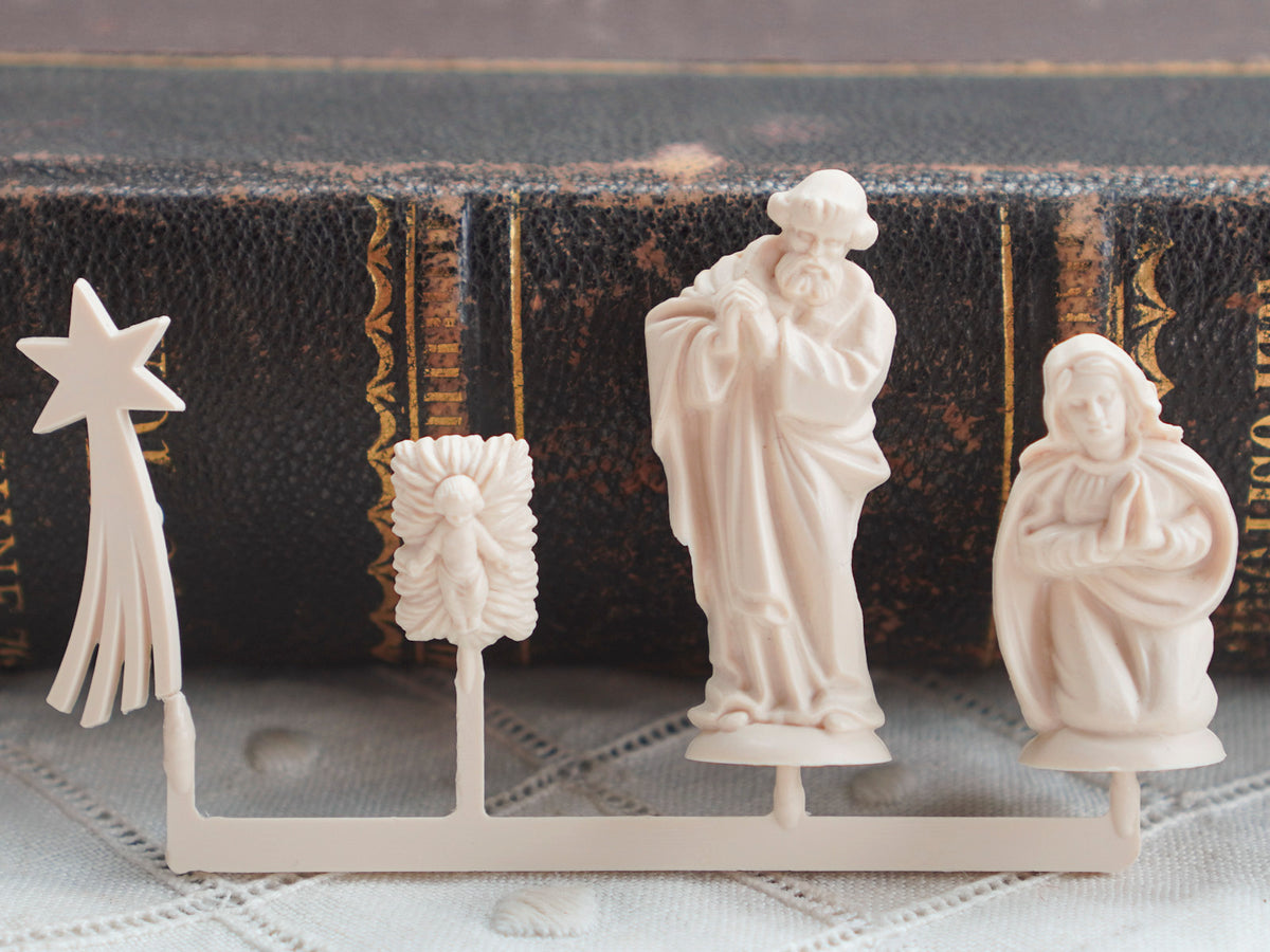 Miniature German Nativity Figures - Tiny Plastic Craft Figurines, Size C, 3 Sets