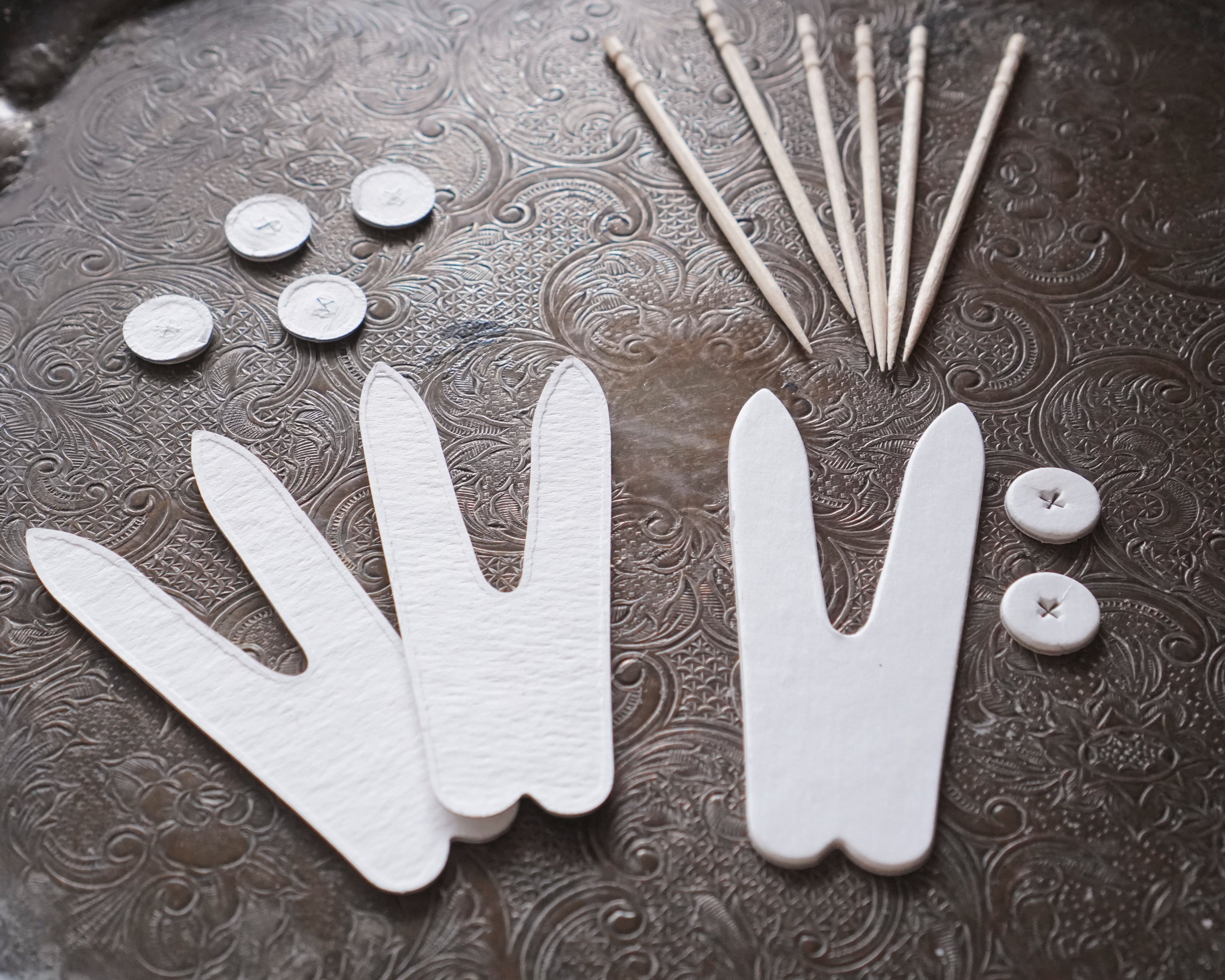 Miniature Chipboard Ski Kit - 3 Ski and Ski Pole Sets for Vintage Style Crafts
