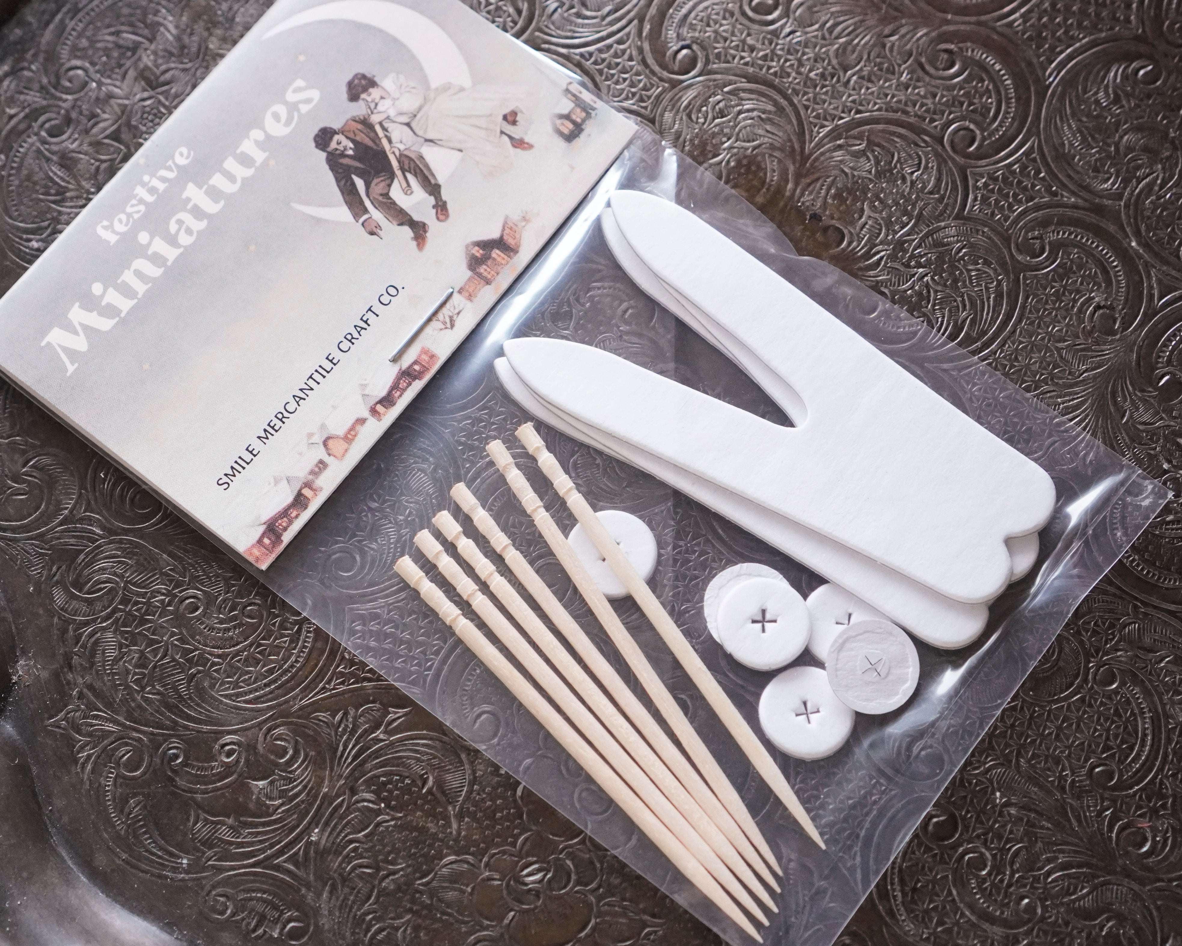 Miniature Chipboard Ski Kit - 3 Ski and Ski Pole Sets for Vintage Style Crafts