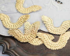 Small Angel Wings - Embossed Gold Foil Die Cut Dresden Paper Wings, 6 Pcs.