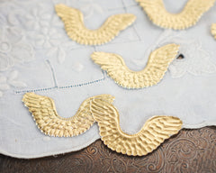 Small Angel Wings - Embossed Gold Foil Die Cut Dresden Paper Wings, 6 Pcs.