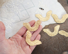 Small Angel Wings - Embossed Gold Foil Die Cut Dresden Paper Wings, 6 Pcs.