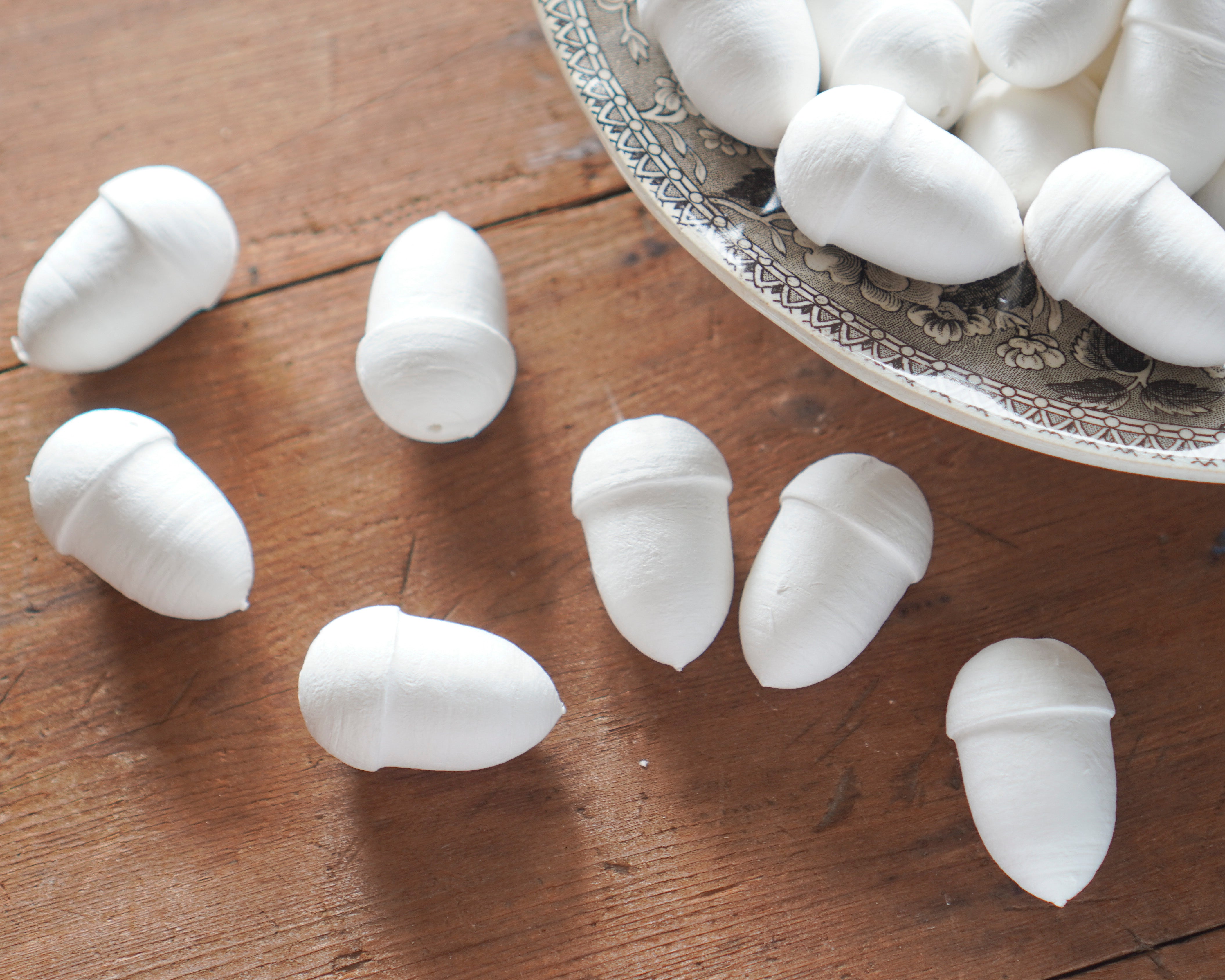 Spun Cotton Acorns 43mm Nut Ornament Blanks, 12 Pcs