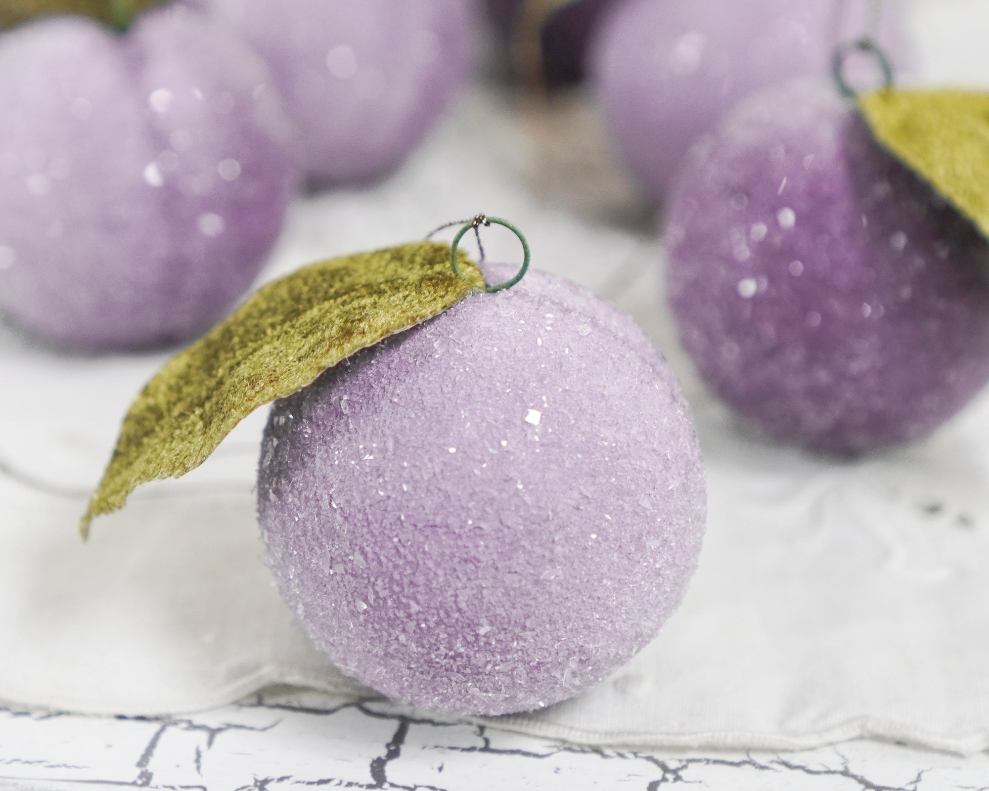 Lavender Spun Cotton Sugar Plum Christmas Ornament