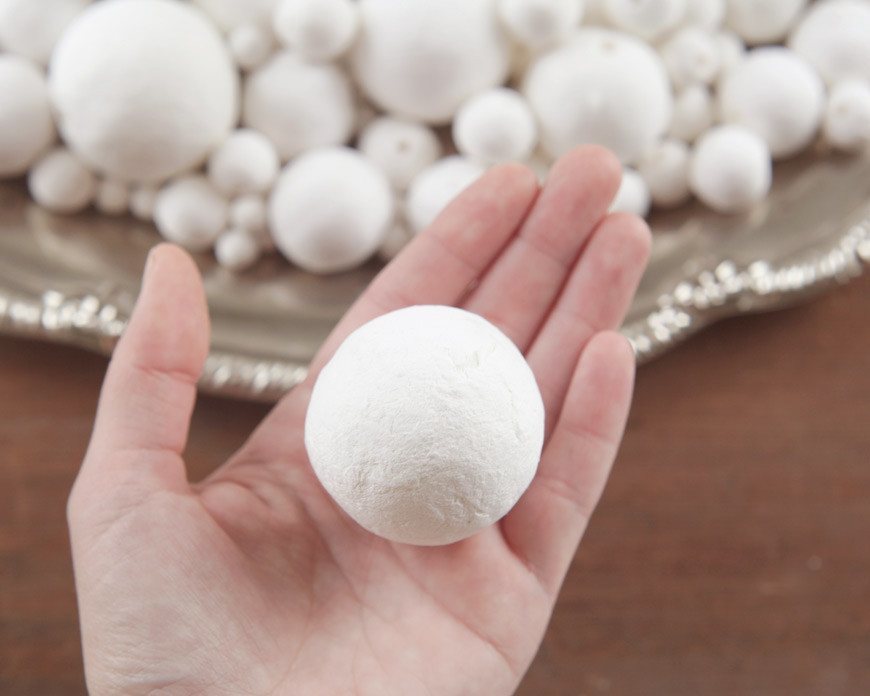 Spun Cotton Balls, Vintage-Style Paper Ball Craft Shapes, Select by Size