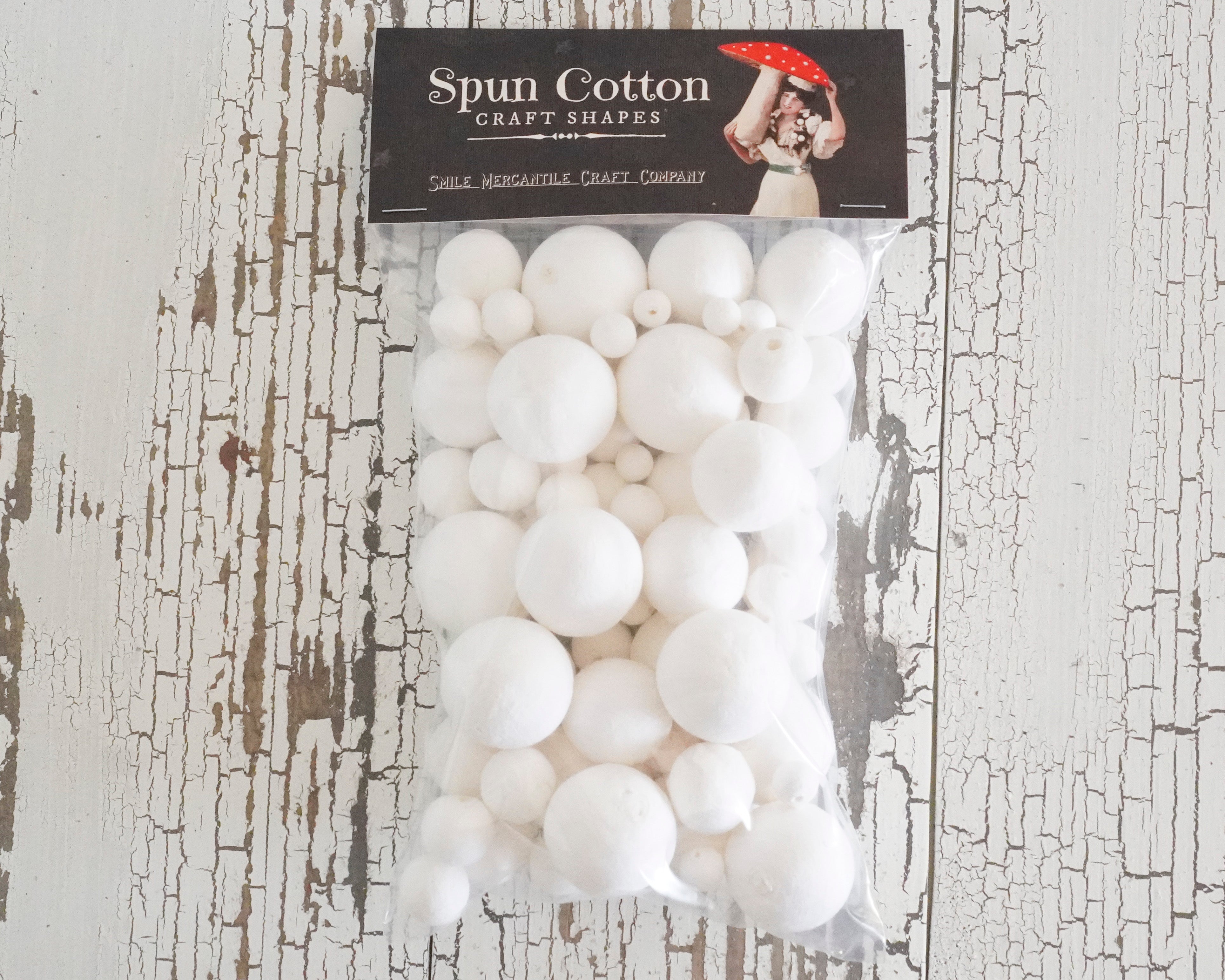 Spun Cotton Balls Sampler Pack, Mixed-Size Paper Ball Craft Shapes, 100 Pcs.