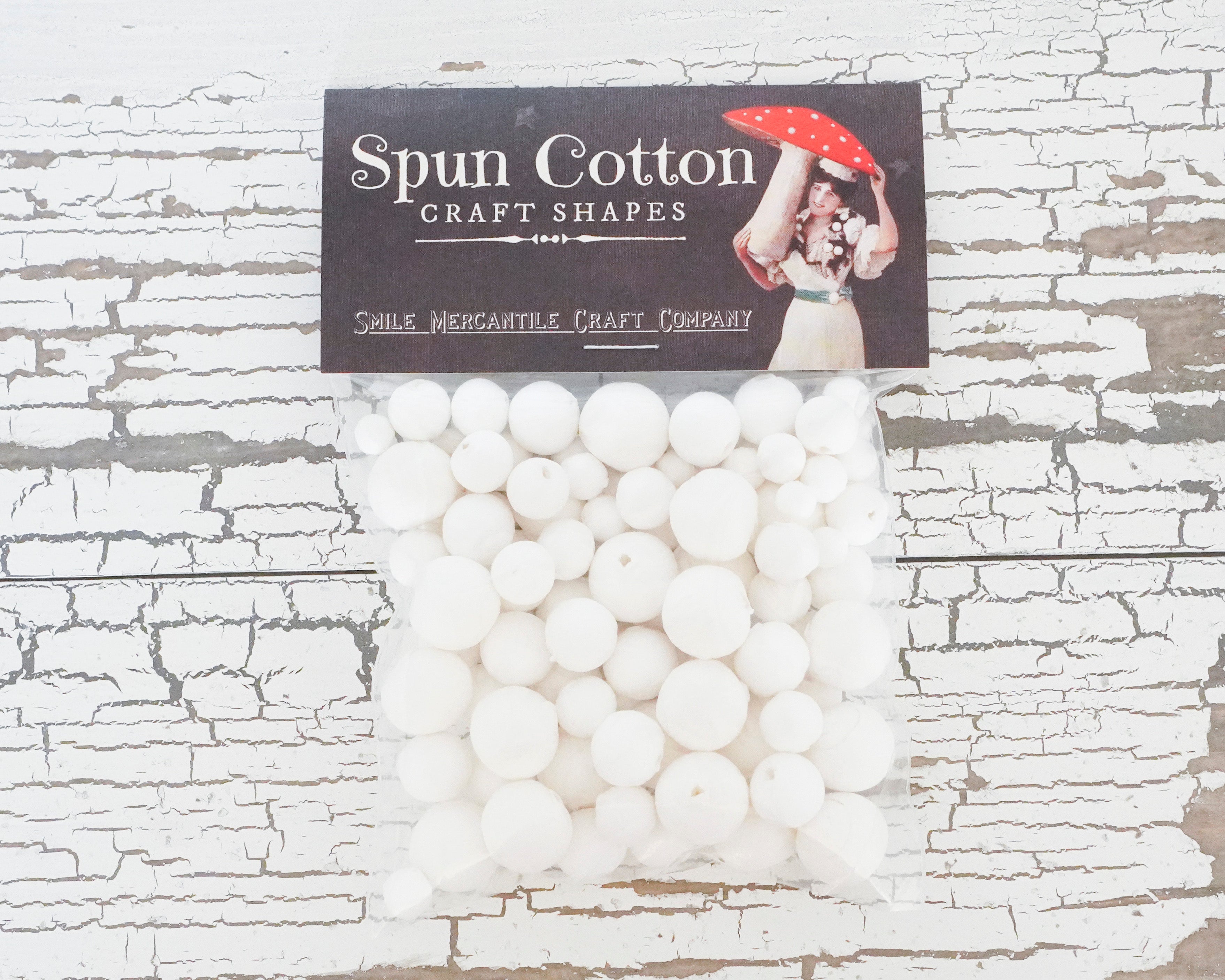 Tiny Spun Cotton Balls Sampler Pack, Mixed Small-Size Paper Ball Craft Shapes, 100 Pcs.