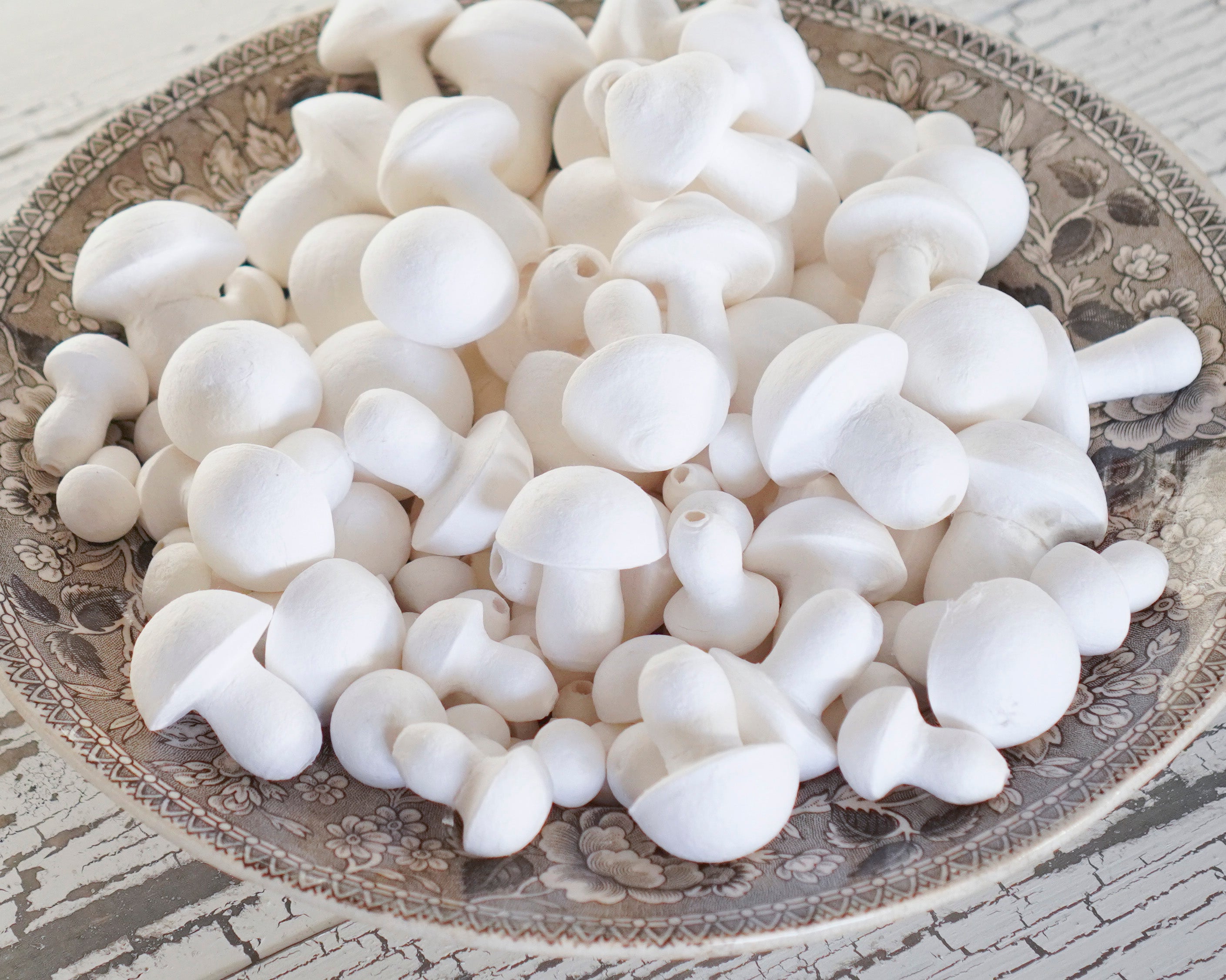 Spun Cotton Mushrooms Sampler Pack, Mixed-Size Toadstool Craft Shapes, 100 Pcs.