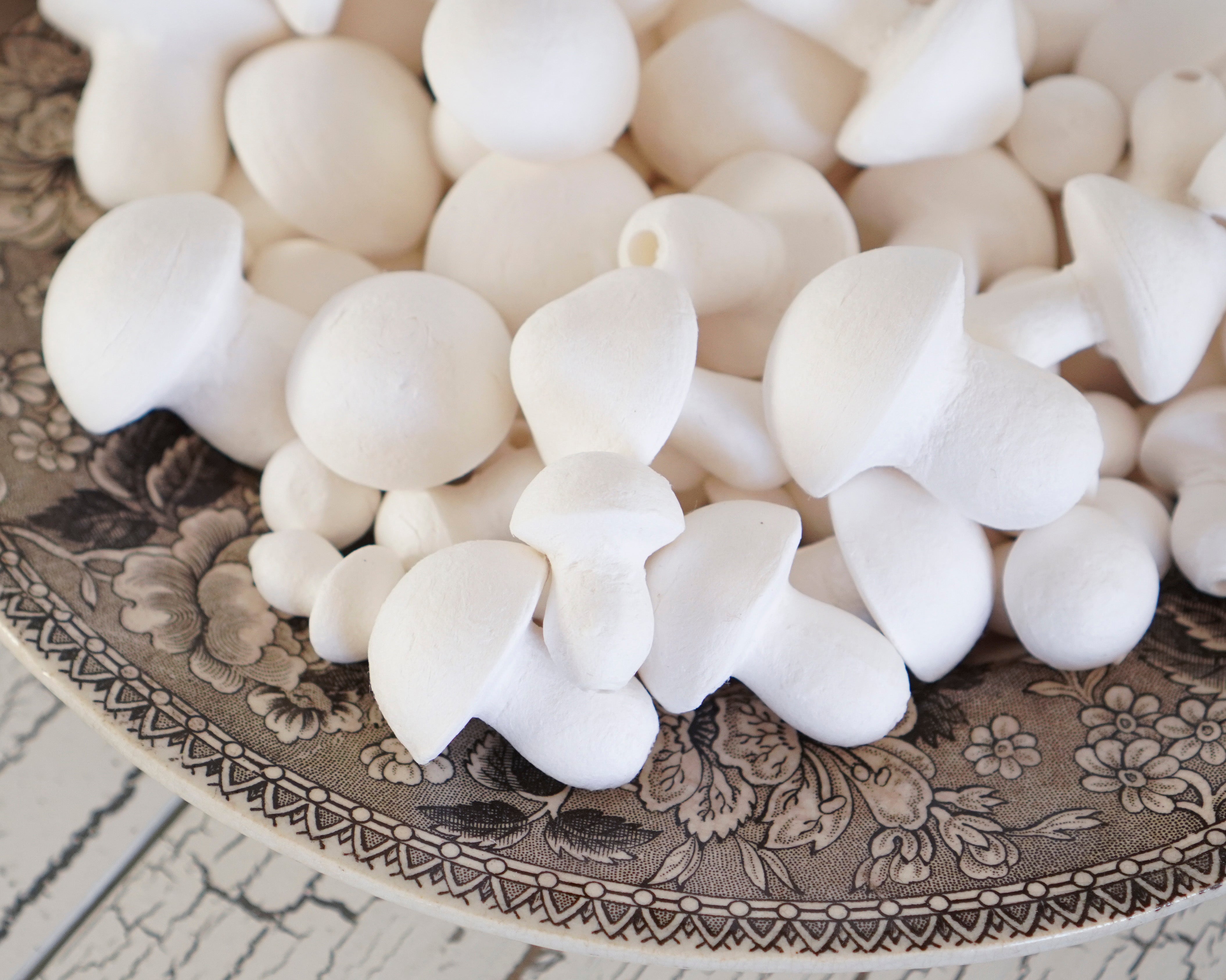 Spun Cotton Mushrooms Sampler Pack, Mixed-Size Toadstool Craft Shapes, 100 Pcs.