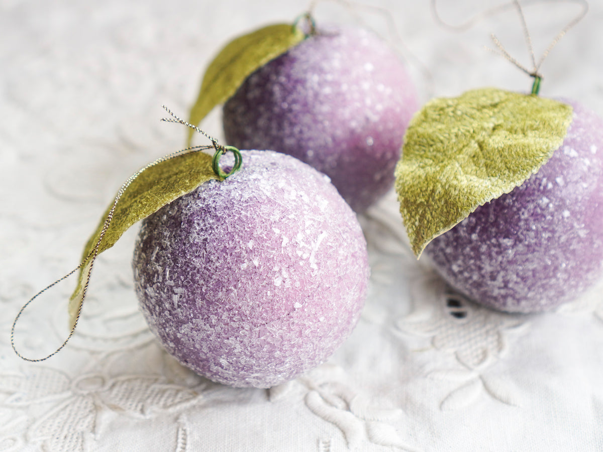 Spun Cotton Sugar Plum Christmas Ornaments