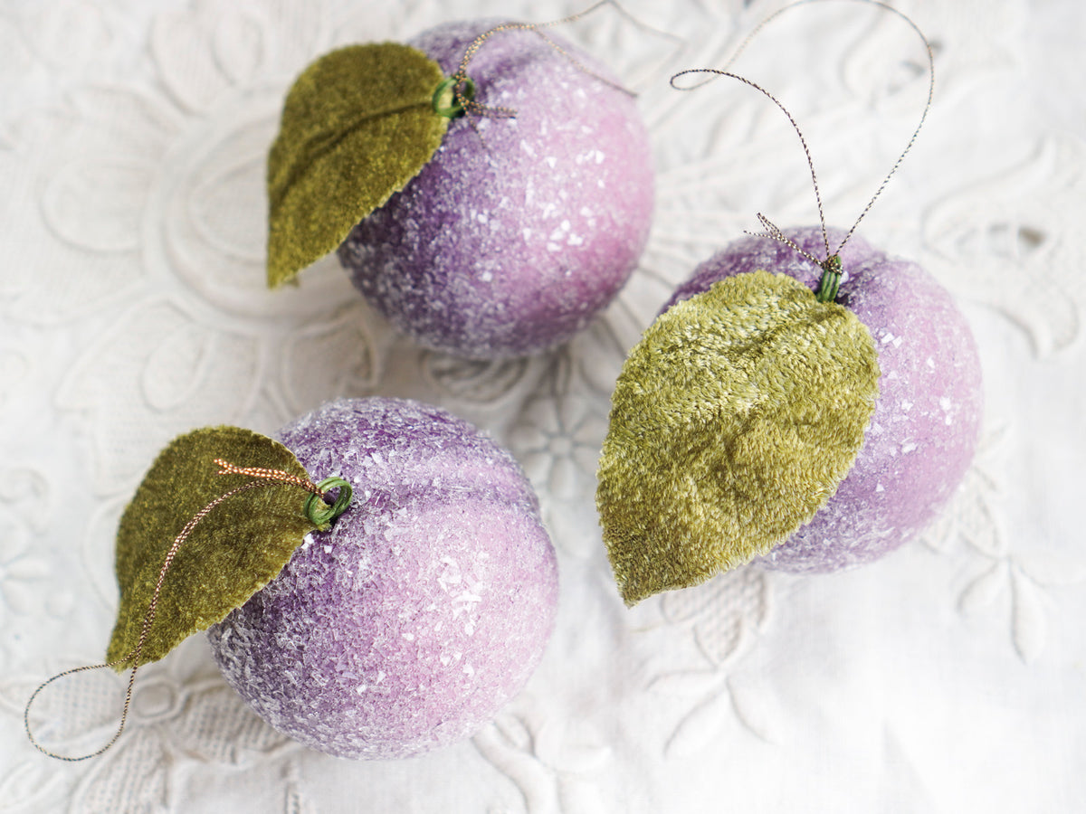 Spun Cotton Sugar Plum Christmas Ornaments