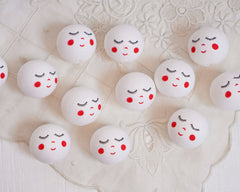 Spun Cotton Heads: SWEET ANGEL - Vintage-Style Cotton Angel Heads with Faces