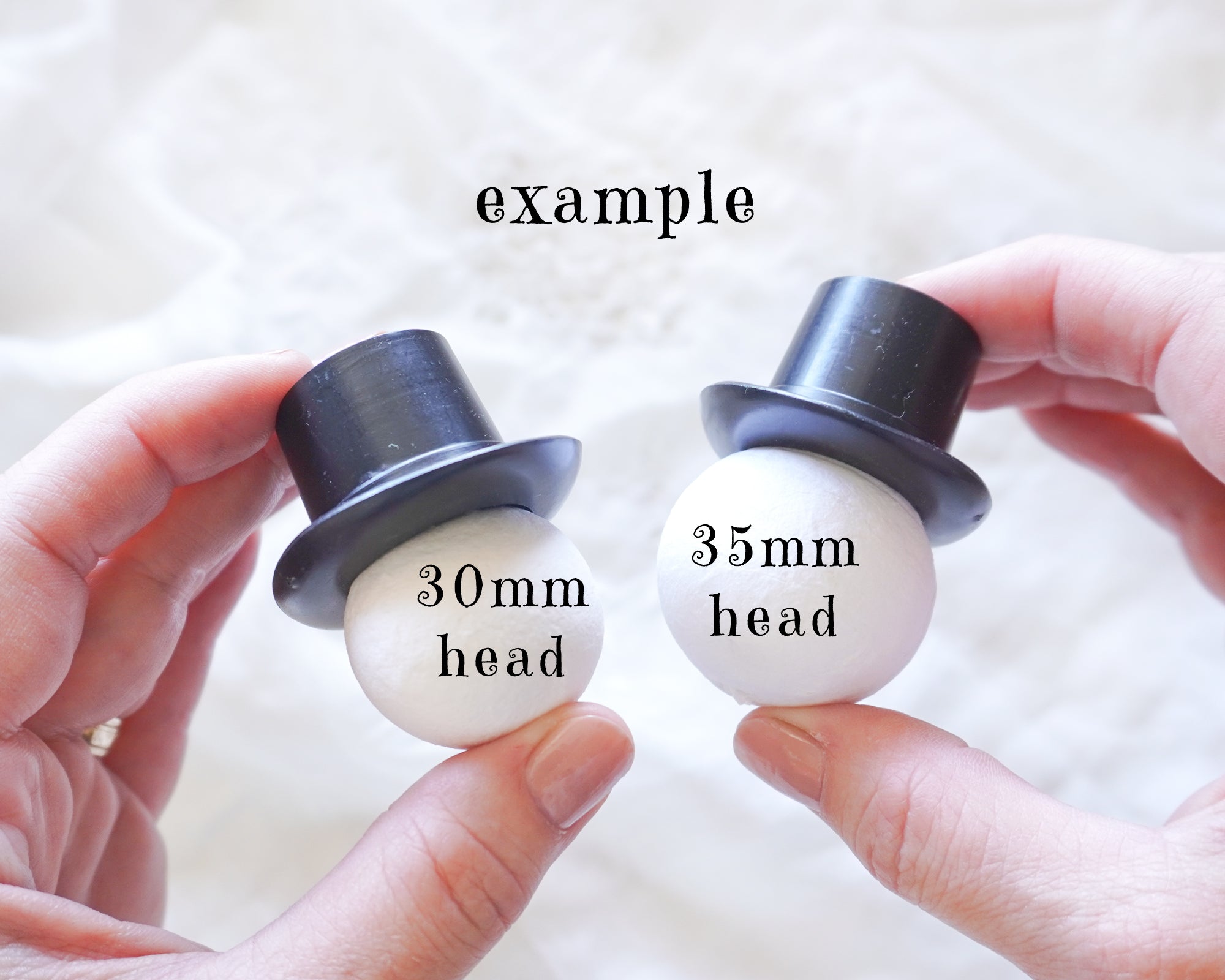 Large Top Hats, German Plastic Craft Hats for Dolls / Snowmen (Best Fits 30-35mm Heads,) 12 Pcs.