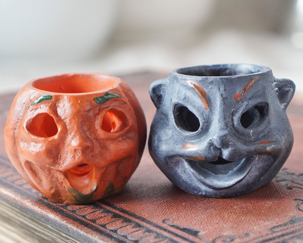 Miniature Halloween Cat and Jack-o-Lantern Mini Bucket Set