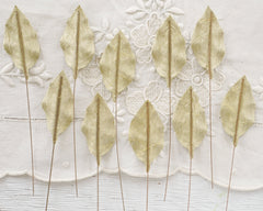Light Moss Green Velvet Leaves, Medium, 10 Pcs.