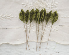 Dark Moss Green Velvet Leaves, Small, 10 Pcs.