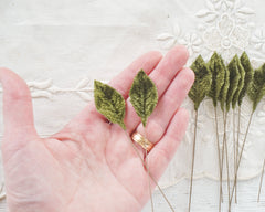 Dark Moss Green Velvet Leaves, Small, 10 Pcs.