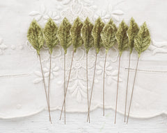 Light Moss Green Velvet Leaves, Small, 10 Pcs.