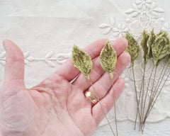 Light Moss Green Velvet Leaves, Small, 10 Pcs.