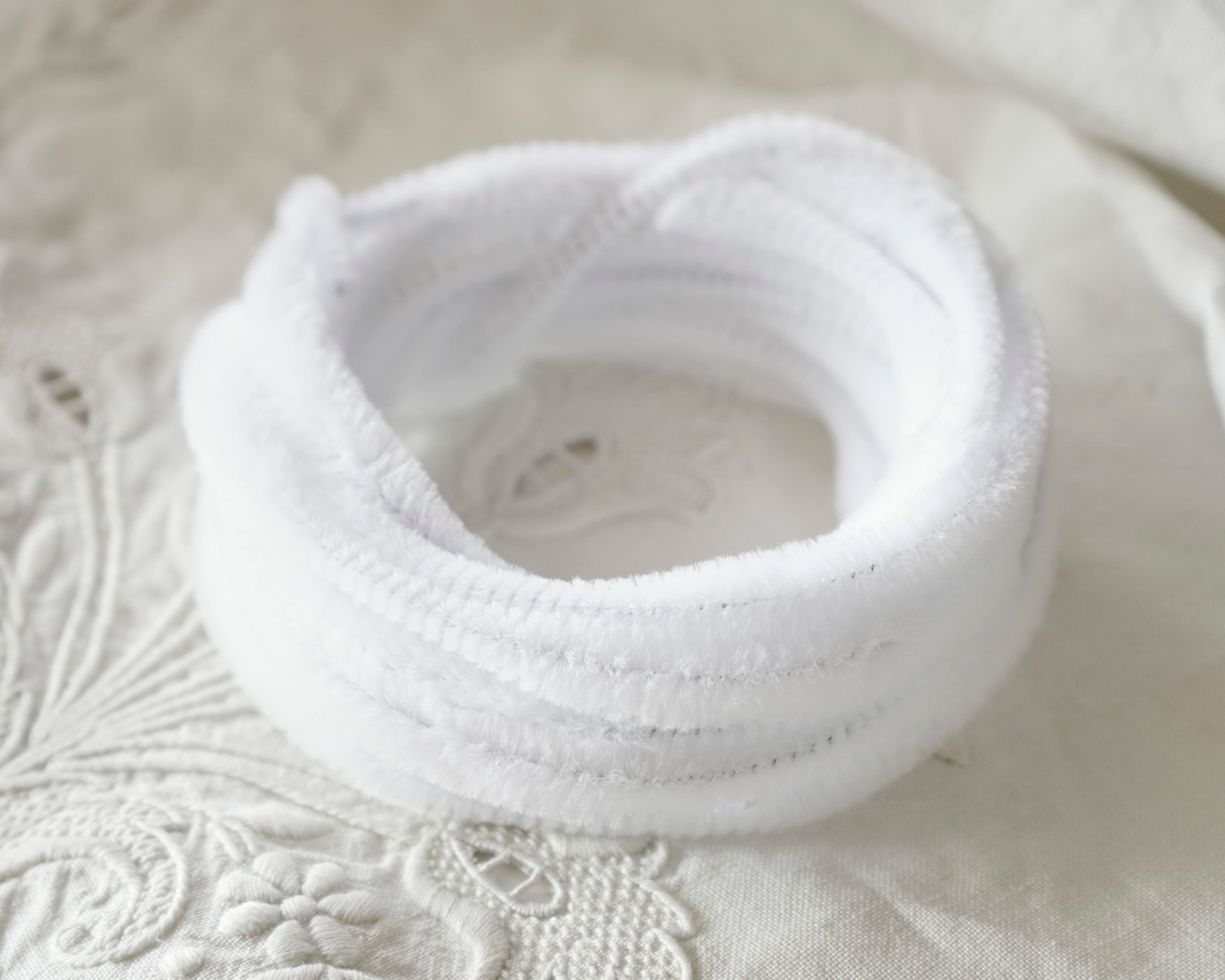 Bump Chenille - White Pipe Cleaner Wired Craft Trim, 3 Yds.