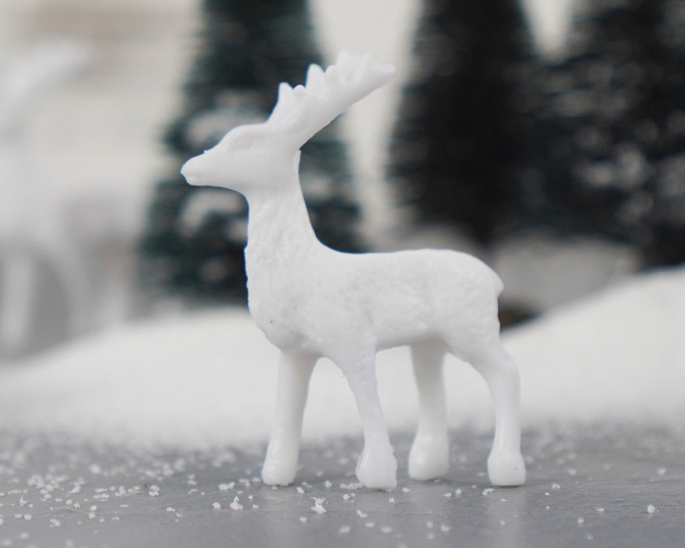 Miniature Plastic Deer - 6 Unpainted Mini Reindeer Figurines