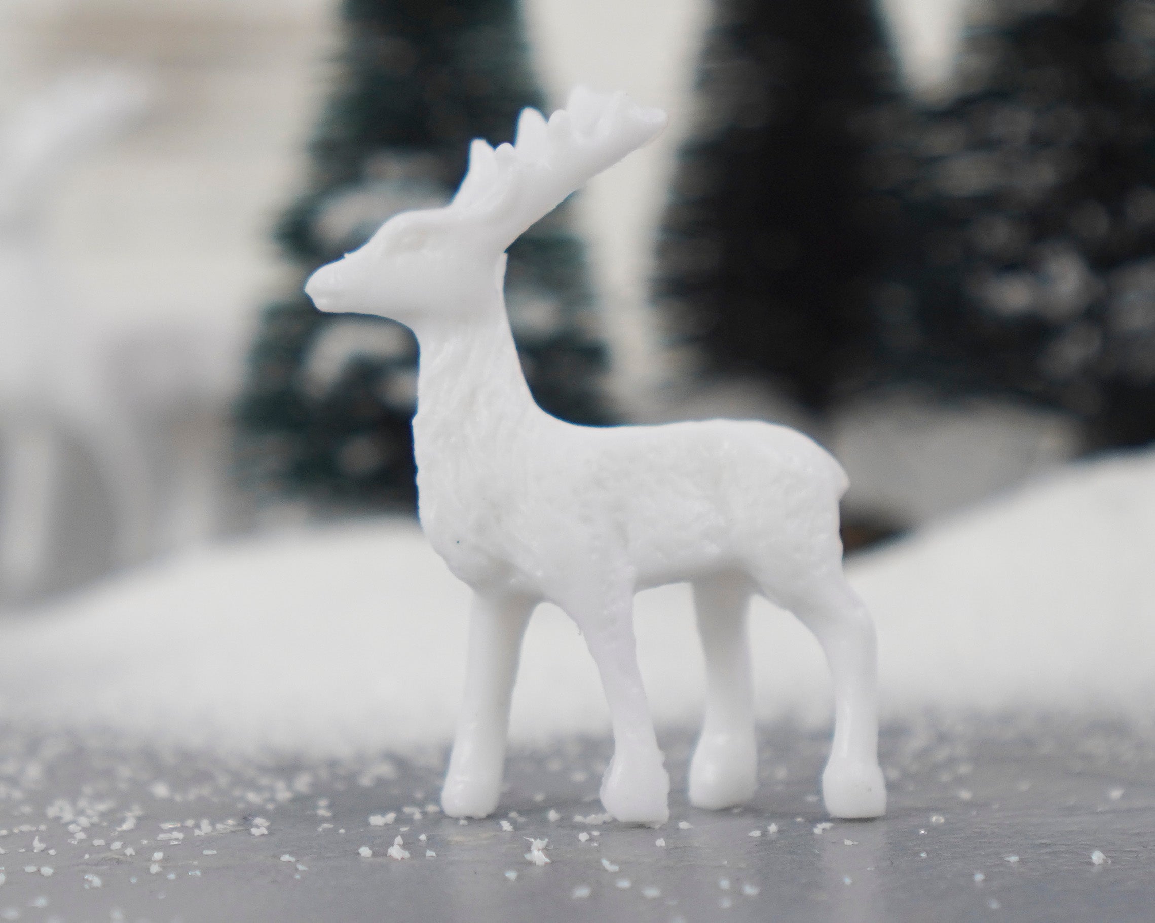 Miniature Plastic Deer - 6 Unpainted Mini Reindeer Figurines